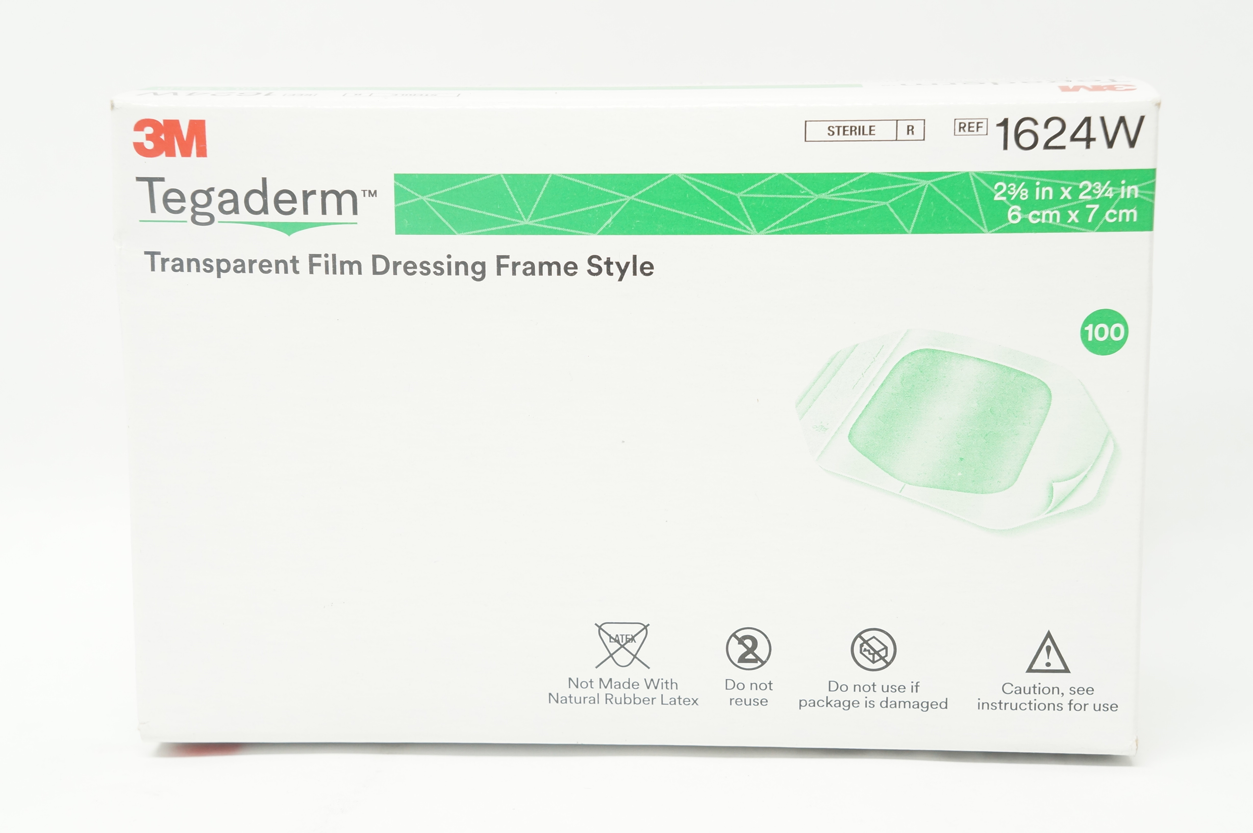 3M 1624W Tegaderm Transparent Film Dressing 2-3/8 inch x 2 3/4 inch - Box of 100