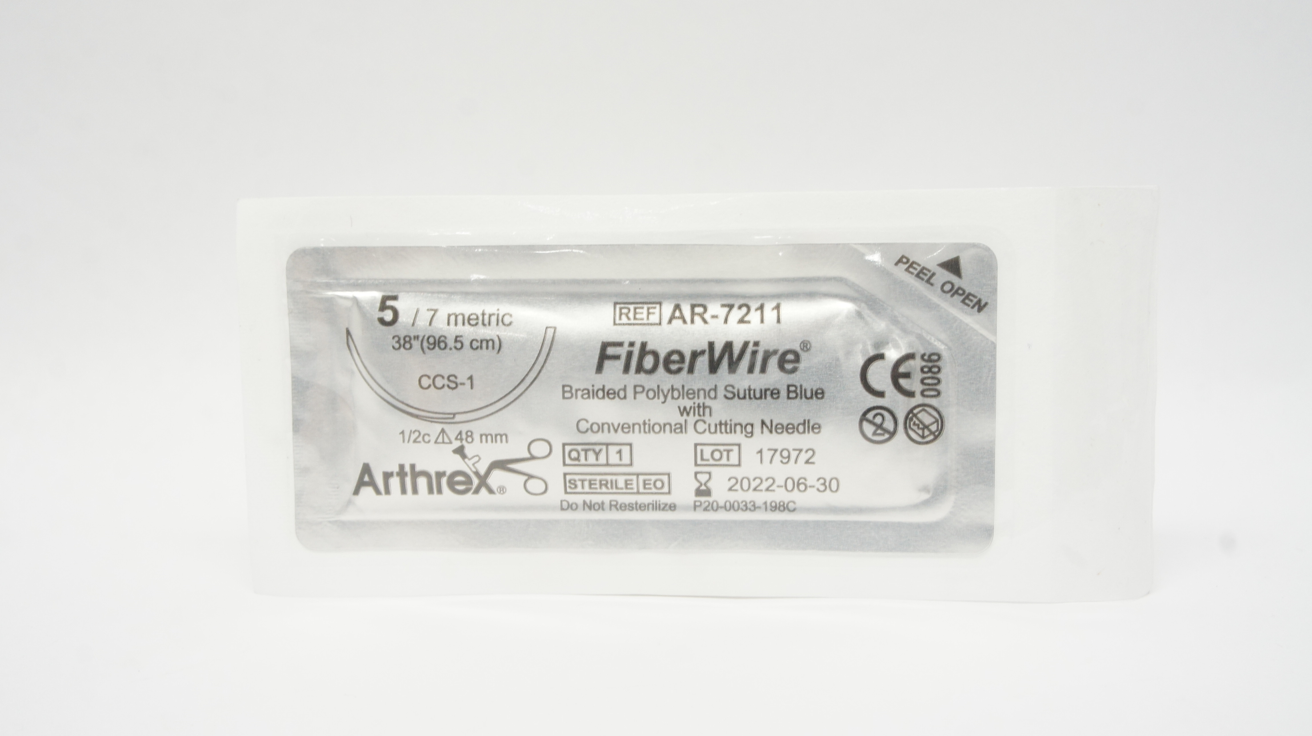Arthrex AR-7211 5 FiberWire Braided Polyblend Stre CCS-1 1/2c 48mm, 38 inch