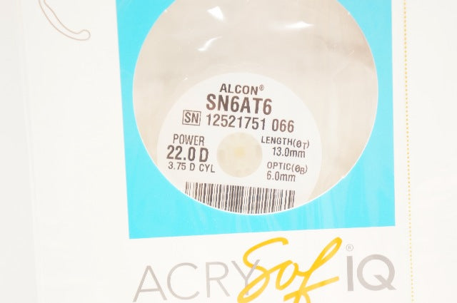 Alcon SN6AT6 AcrySof IQ Toric Astigmatism IOL 22.0D 3.75D CYL 13.0mm x 6.0mm (x)