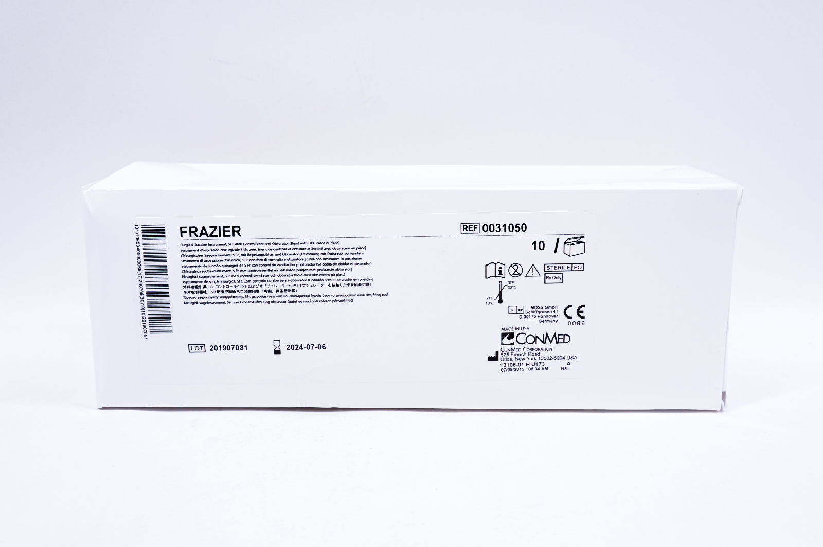 ConMed 0031050 FRAZIER Surgical Suction Instrument, 5Fr. - Box of 10