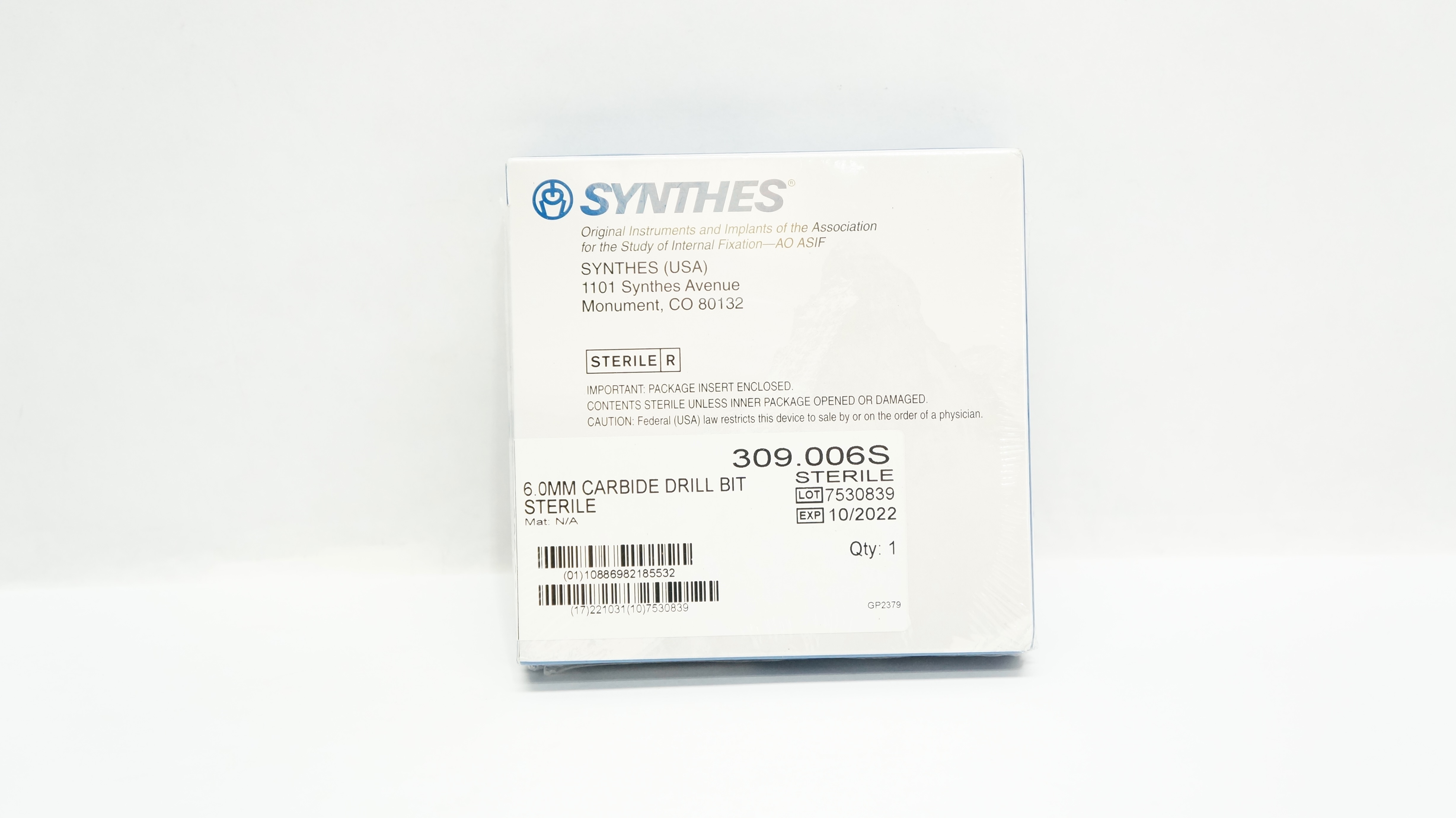 Synthes 309.006S Carbide Drill Bit Sterile 6.0mm (x)