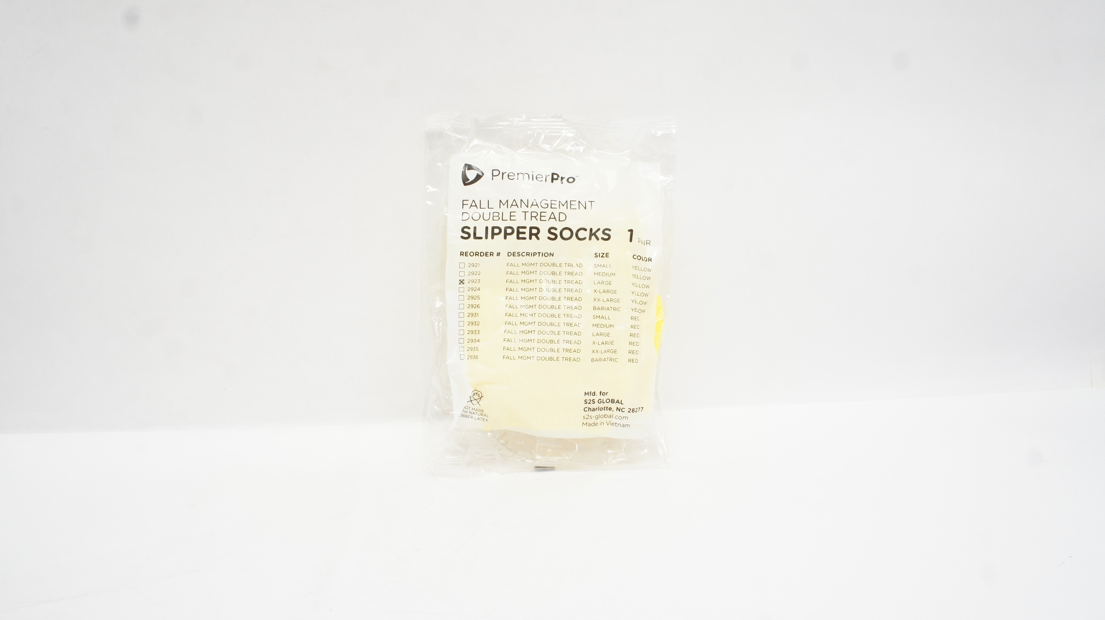 Premier Pro 2923 Slipper Socks Double Tread-Yellos,Large