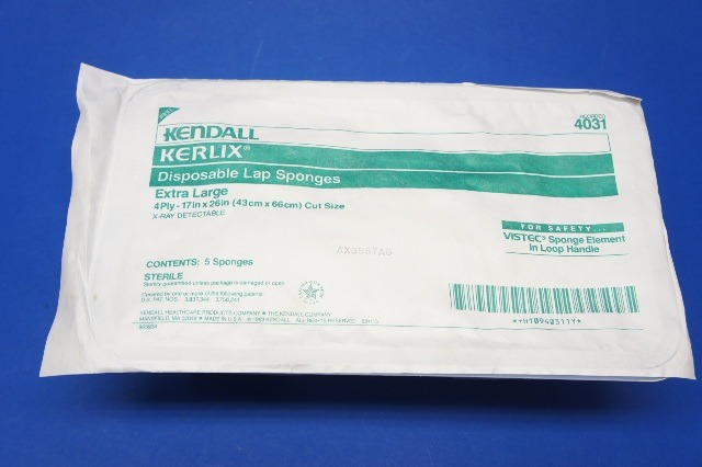 Kendall 4031 Disposable Lap Sponges Extra Large, 4Ply 17inch x 26inch ~Pack of 5