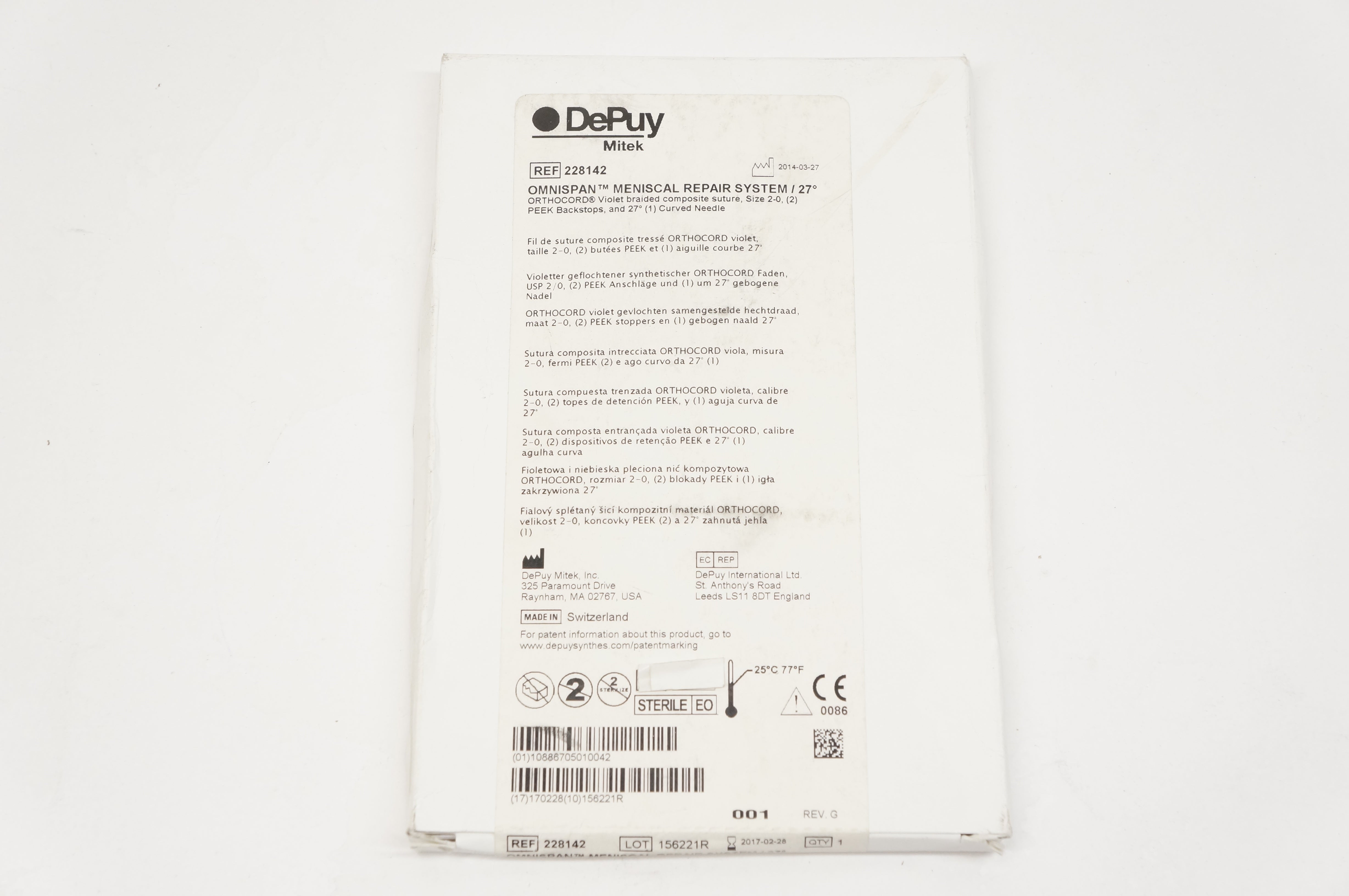 DePuy 228142 OMNISPAN Meniscal Repair System 27degree (x)