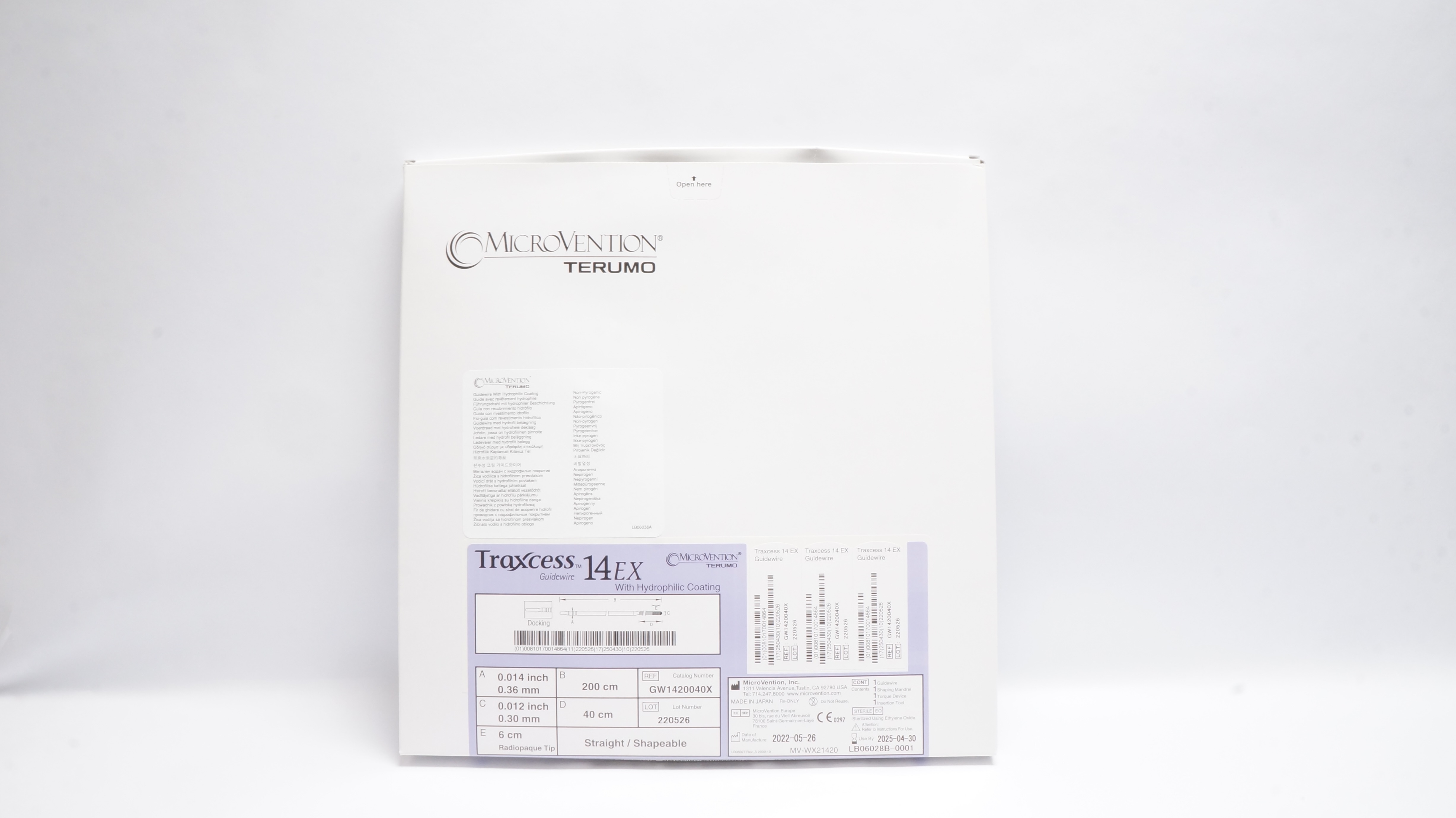 MicroVention GW1420040X Terumo Traxcess 14 EX Guidewire 0.014inch x 200cm