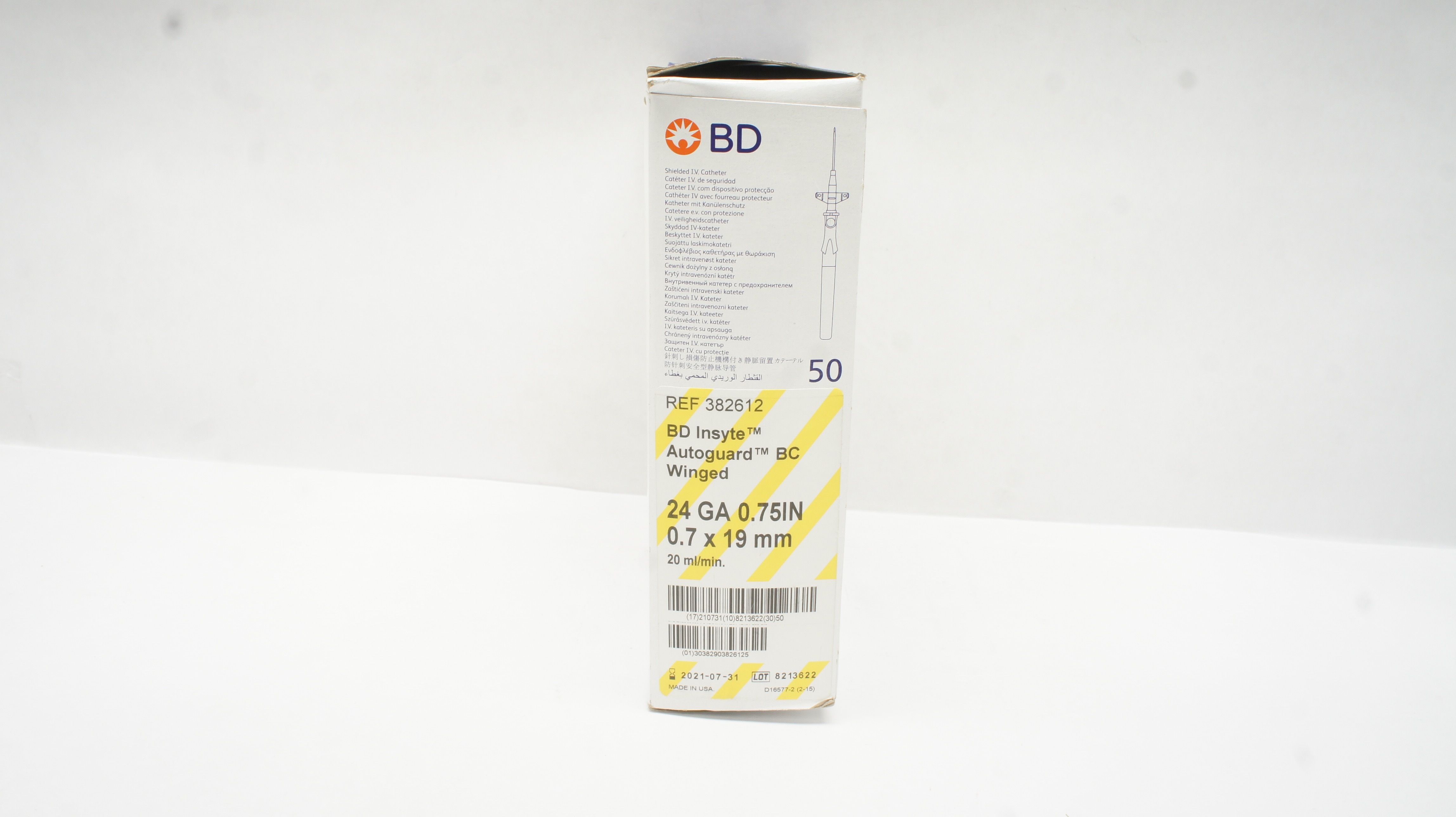 BD 382612 Insyte Autoguard BC Shielded IV Cath. 24GA x 0.75inch (x) - Box of 32