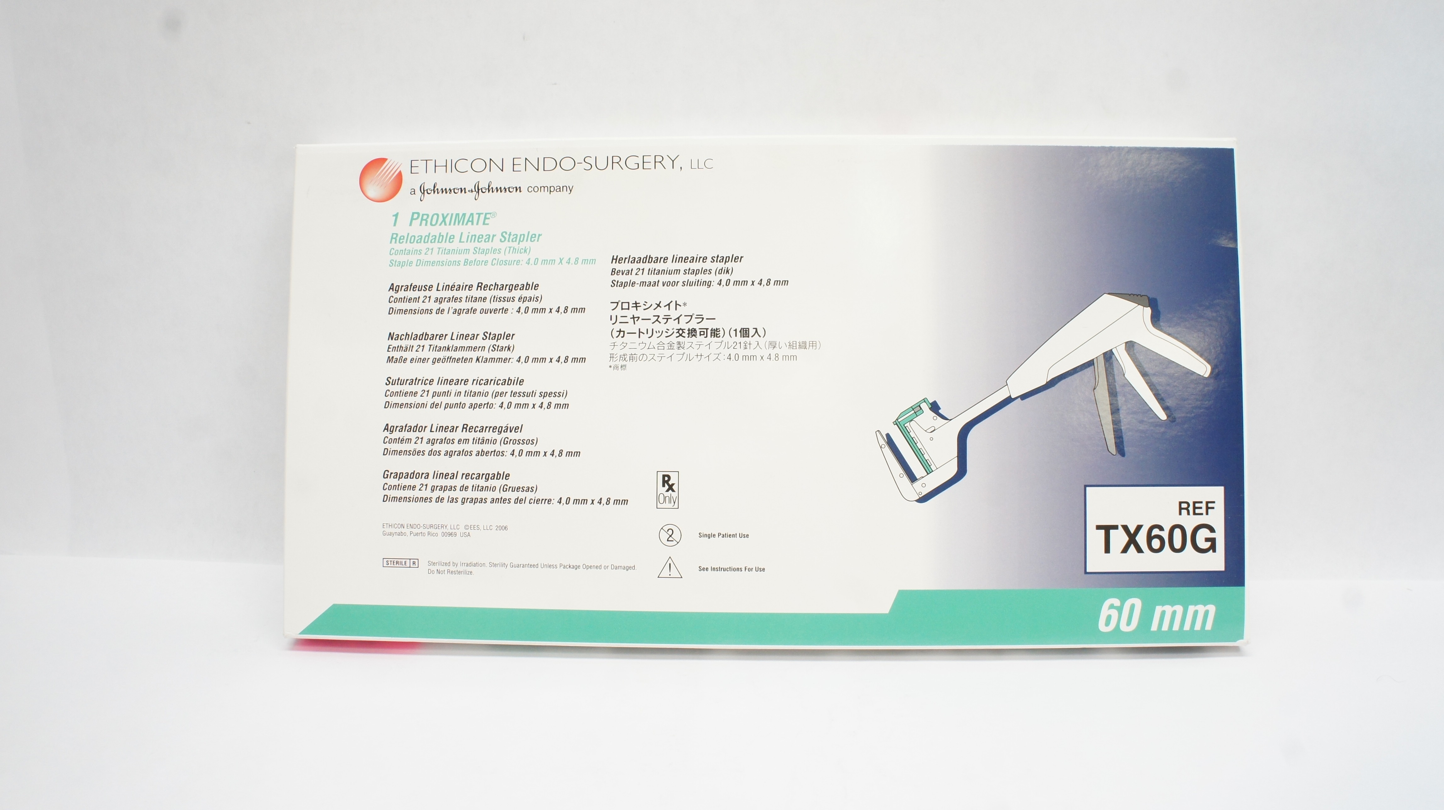 Ethicon TX60G 1Proximate Reloadable Linear Stapler 60mm x 4.0mm x 4.8mm (x)