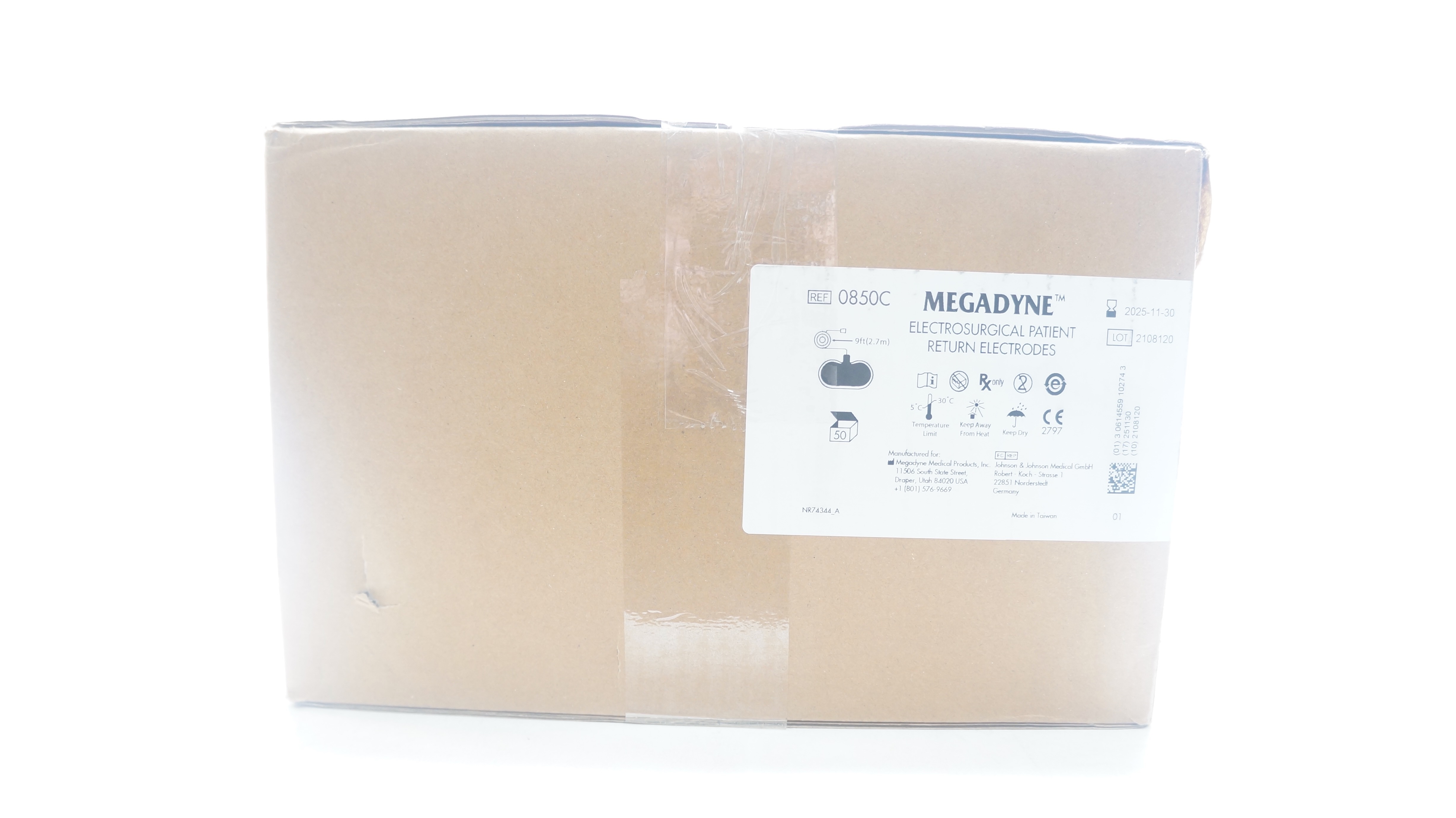 Megadyne 0850C Electrosurgical Patient Return Electrodes 9Ft - Box of 50