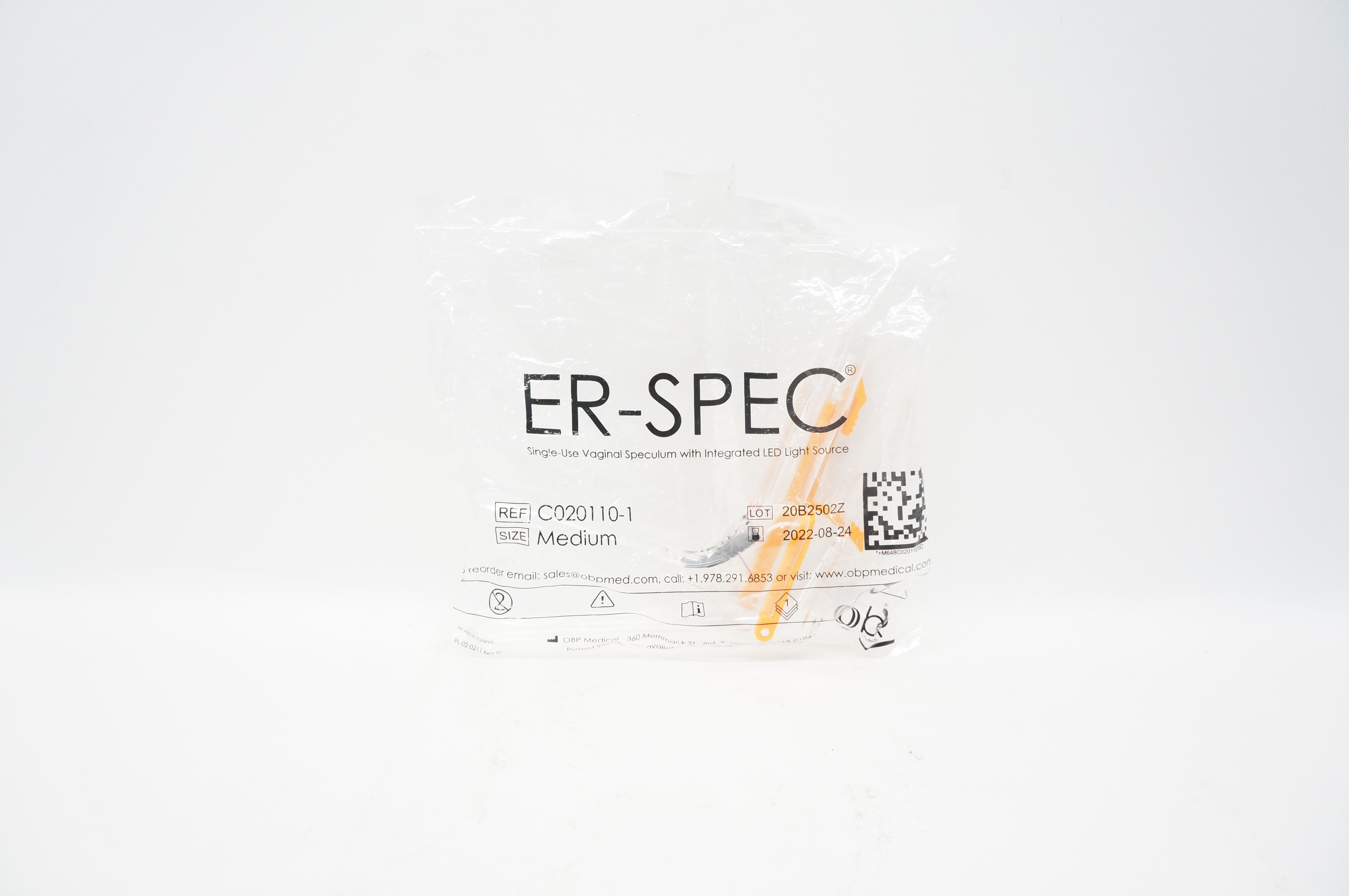 OBP Medical C020110-1 Er-Spec Vaginal Speculum w/Integrated LED Light Source, M