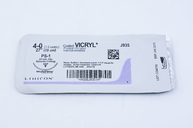 Ethicon J935 4-0 VICRYL, PS-1, 24mm 3/8c, 27inch (x)