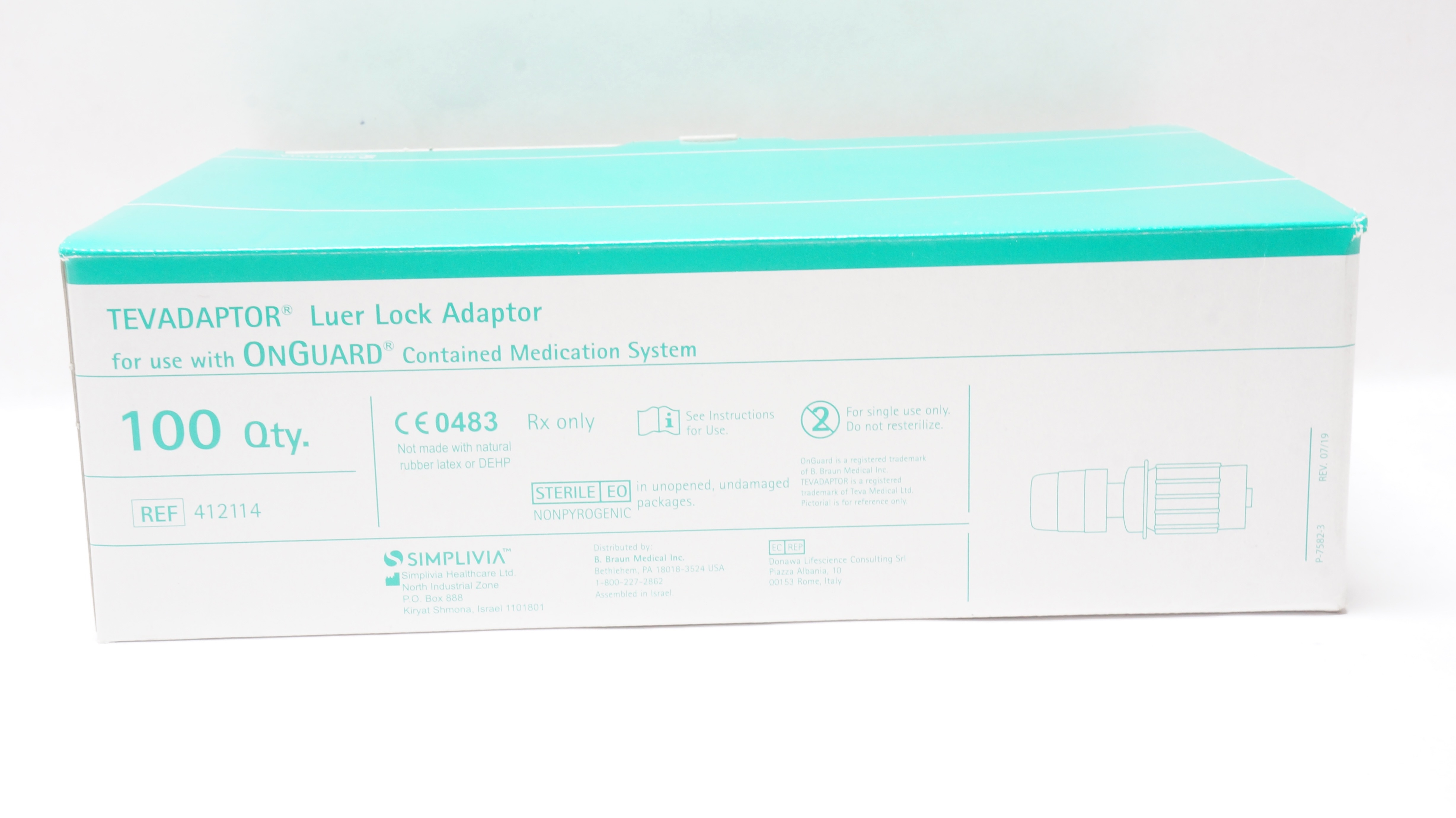 Simplvia 412114 Tevadaptor Luer Lock Adaptor (x) - Box of 100