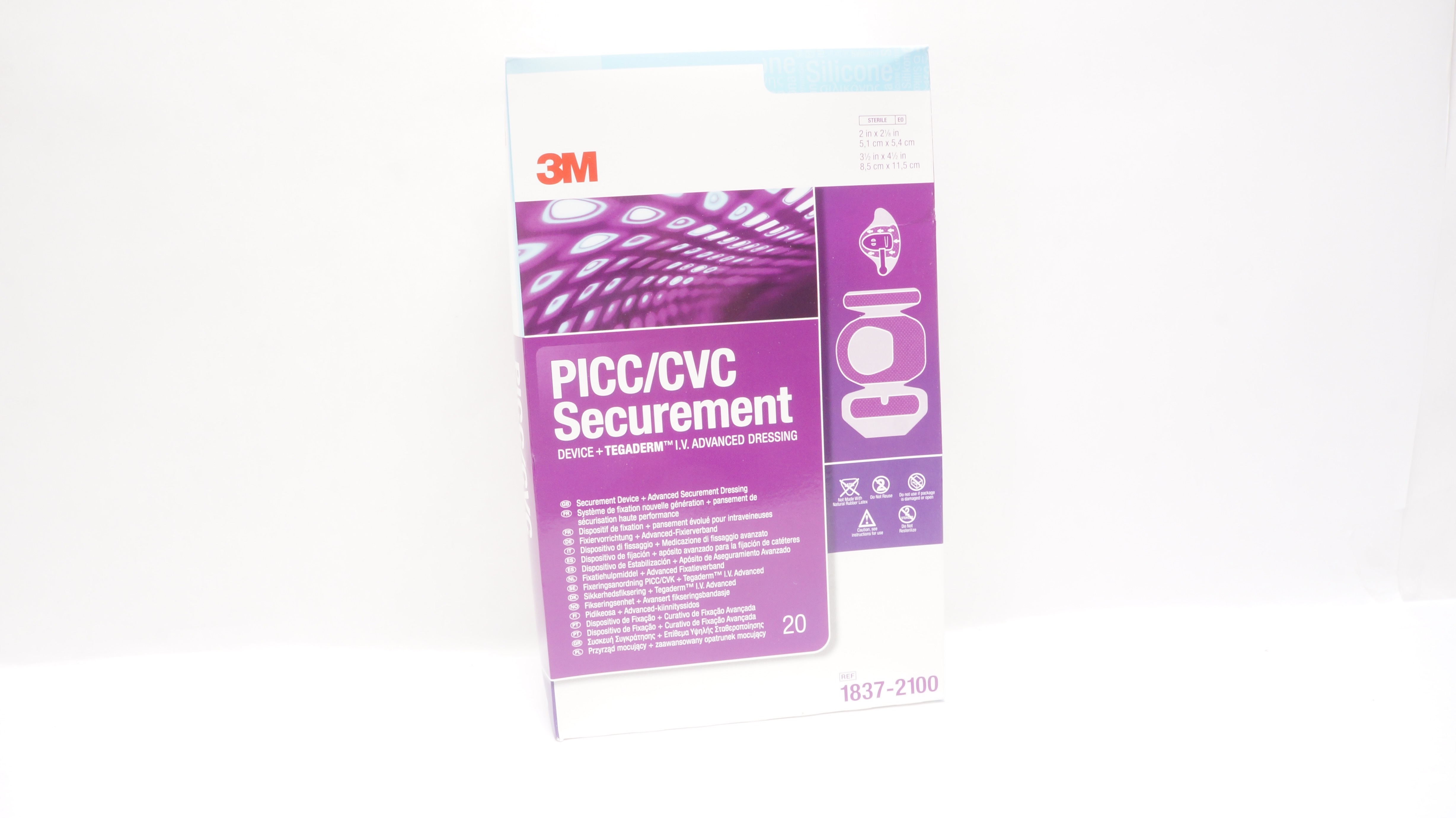 3M 1837-2100 PICC/CVC Securement Device Dressing 2 x 2 1/8in. - Box of 20 (x)