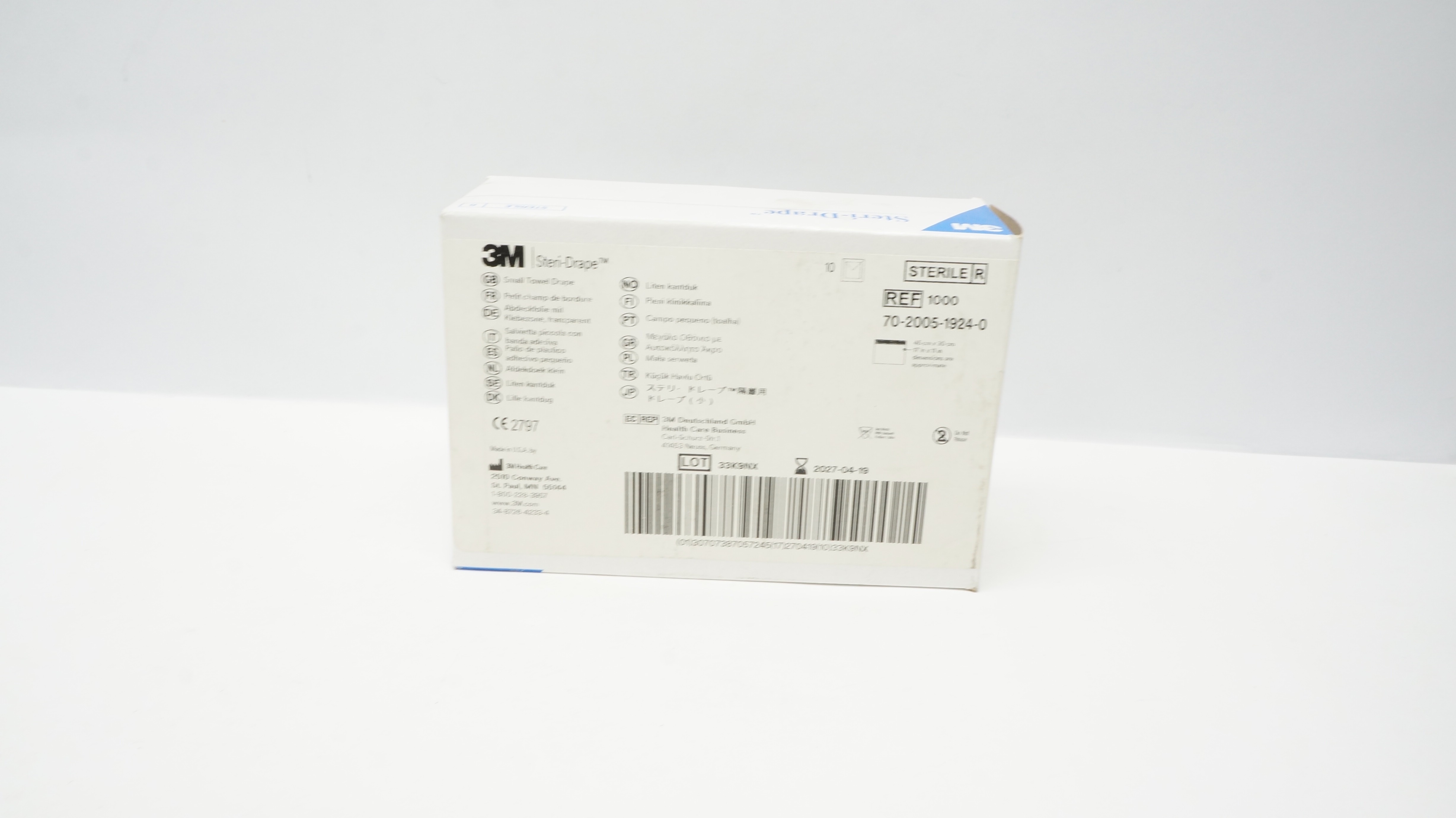 3M 1000 Steri-Drape Small Towel Drape 17 inch x 11 inch - Box of 9