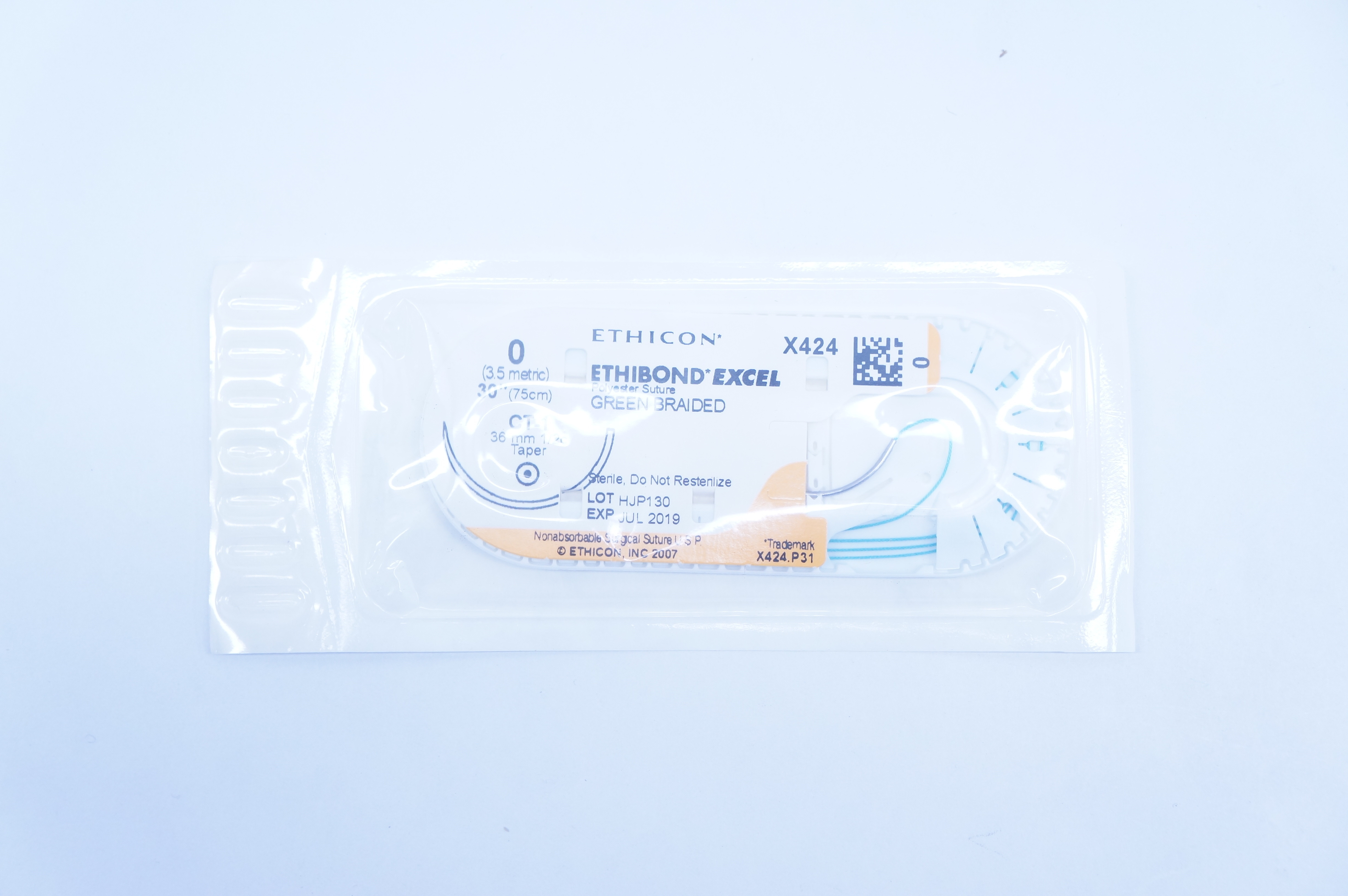 Ethicon X424 0 Ethibond Excel CT-1 36mm 1/2c Taper, 30inch (x)