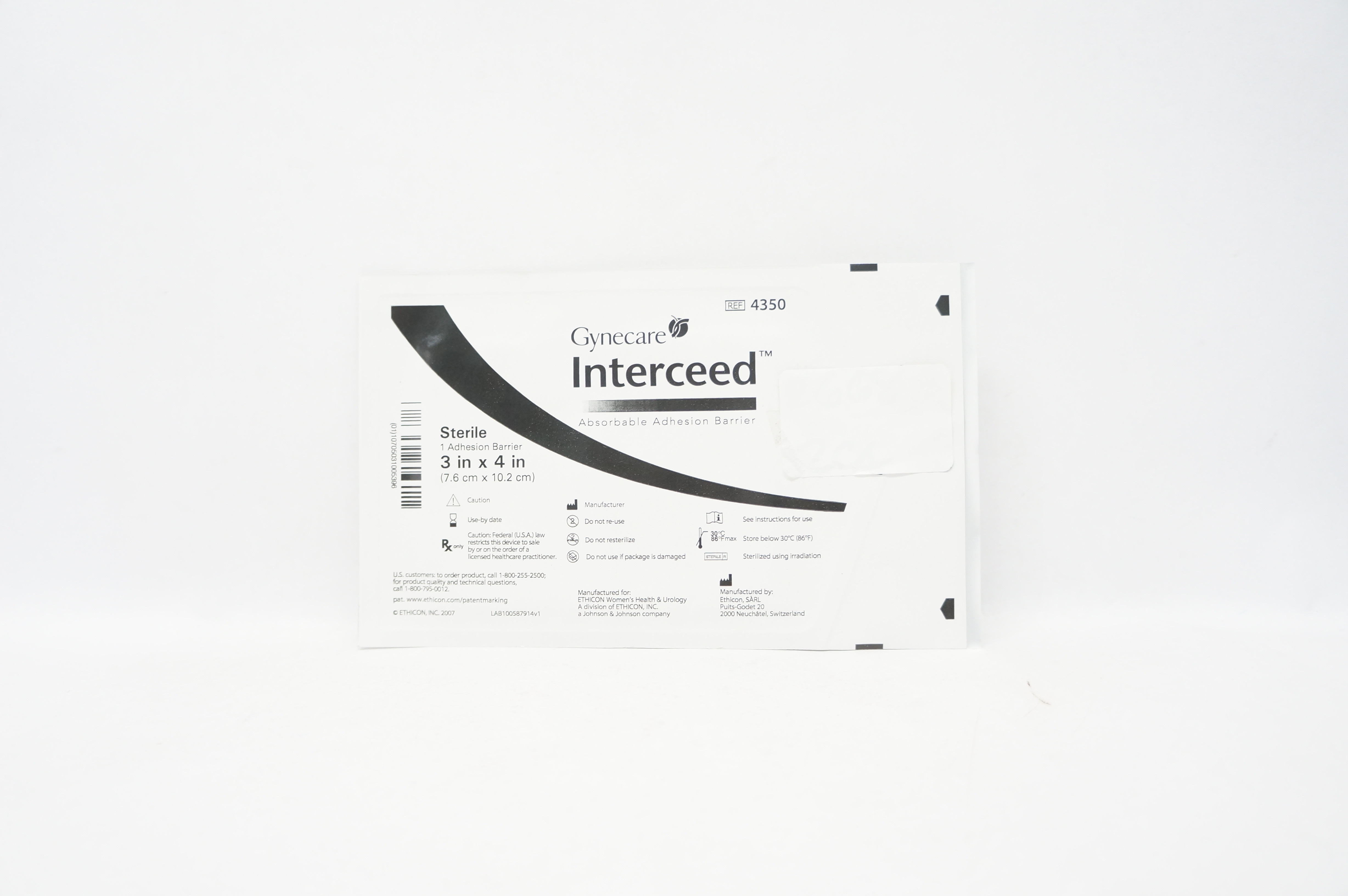 Ethicon 4350 Gynecare Interceed Absorbable Adhesive Barrier 3inch x 4inch