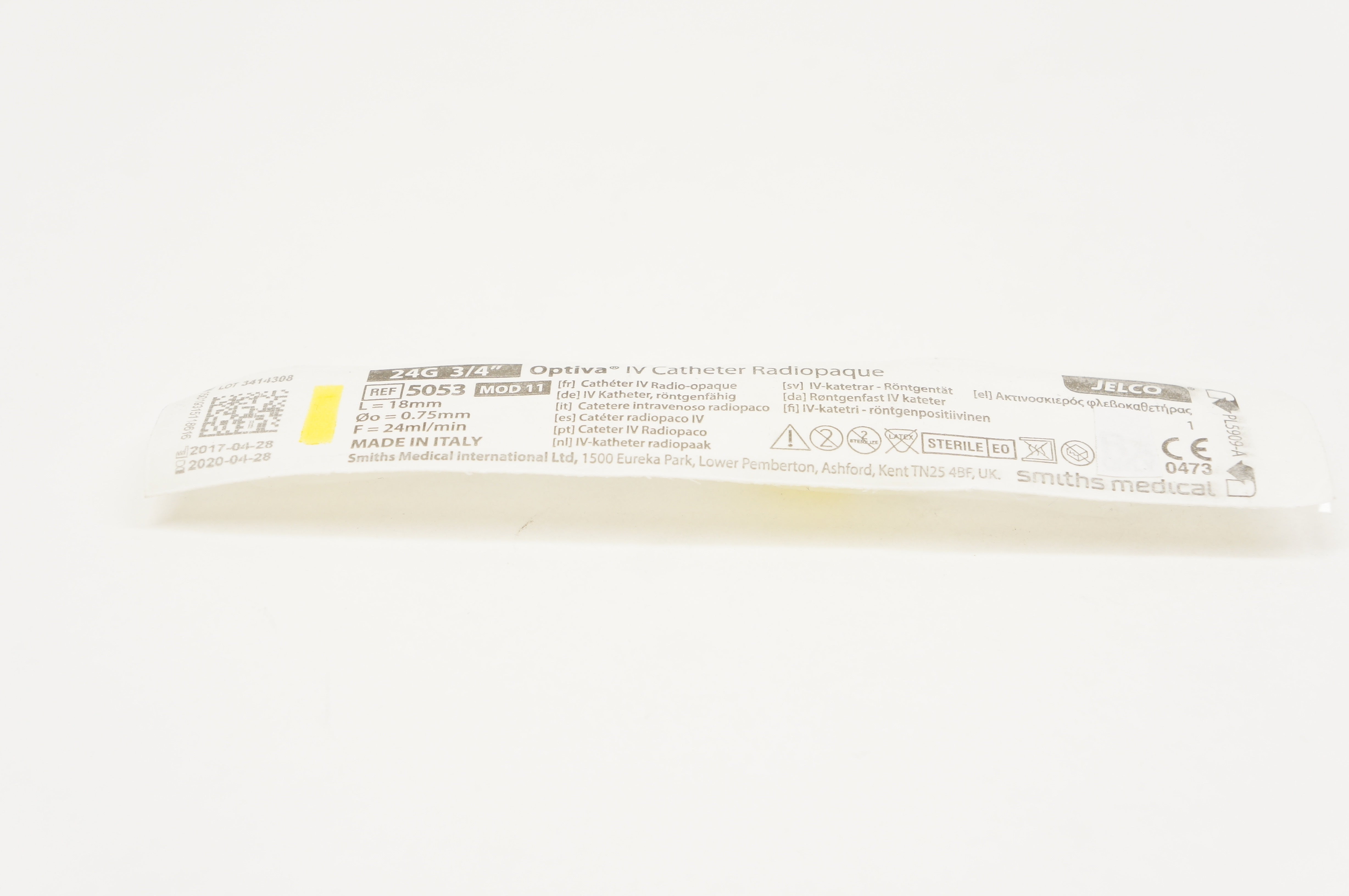 Smiths Medical 5053 Optiva IV Cath. Radiopaque 24G x 3/4inch (x)