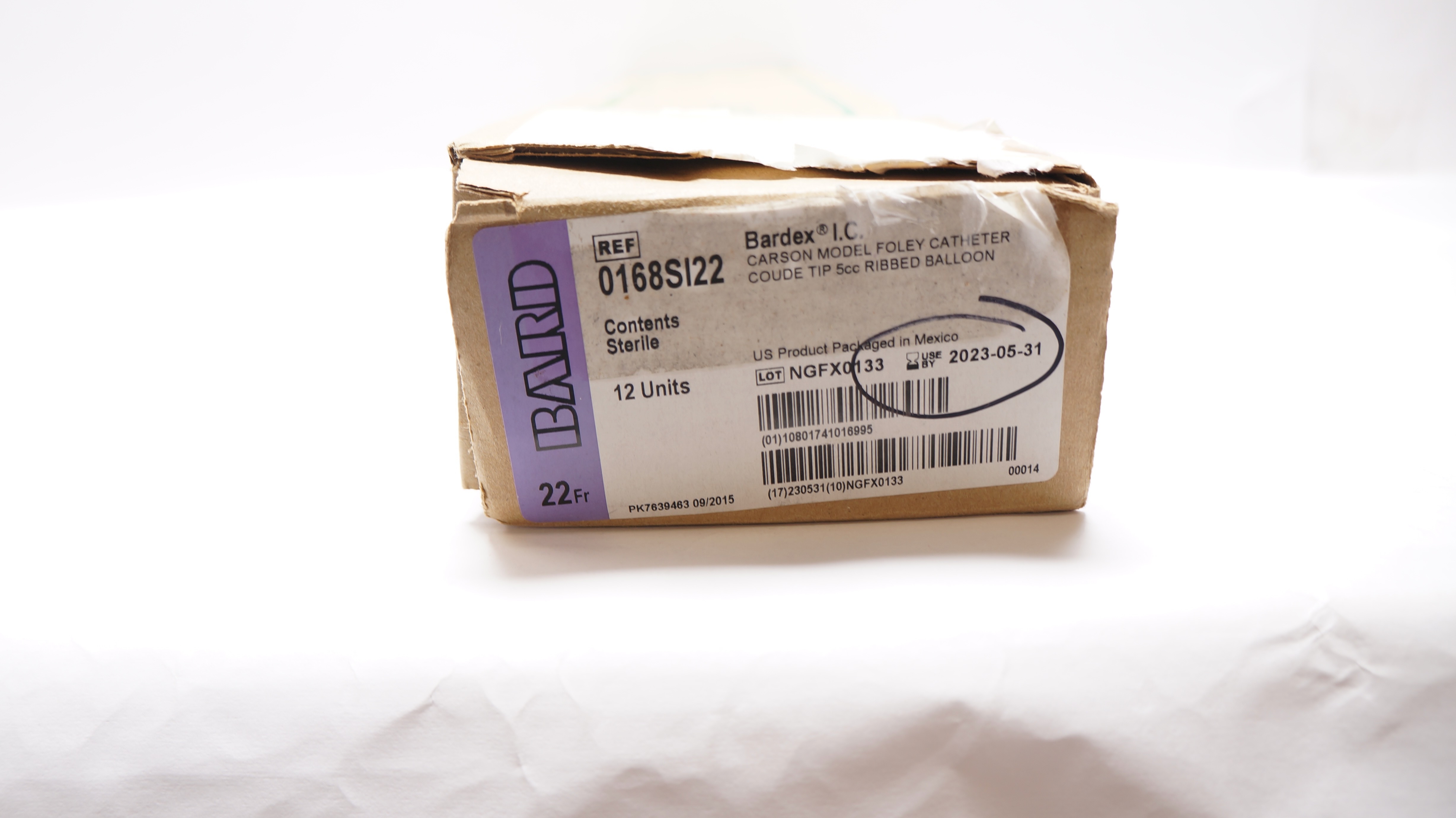 Bard 0168SI22 Bardex I.C. Anti-Infective Foley Cath. 22Fr (x) - Box of 12