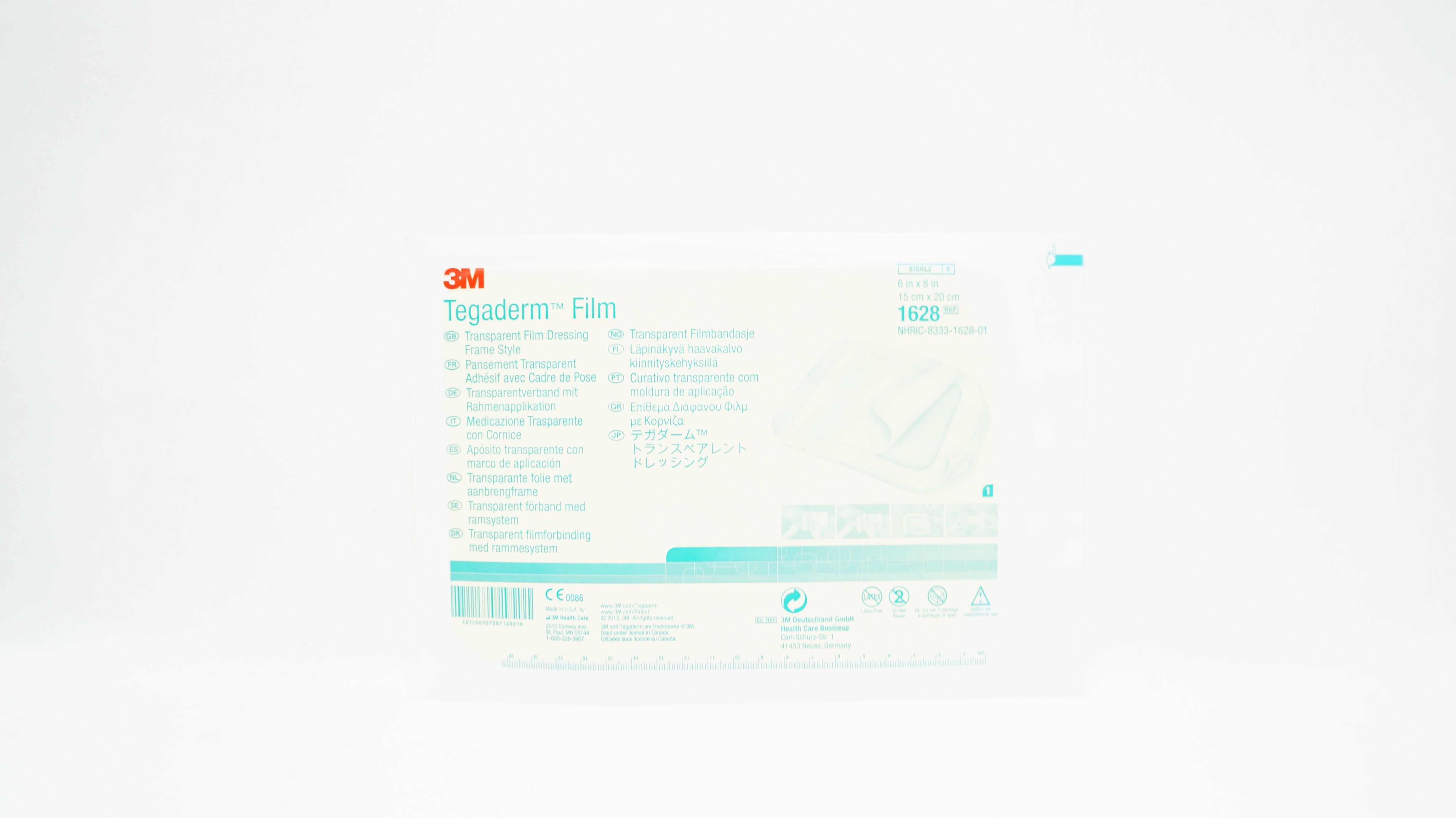 3M 1628 Tegaderm Transparent Film Dressing, Frame Style 6 inch x 8 inch (x)