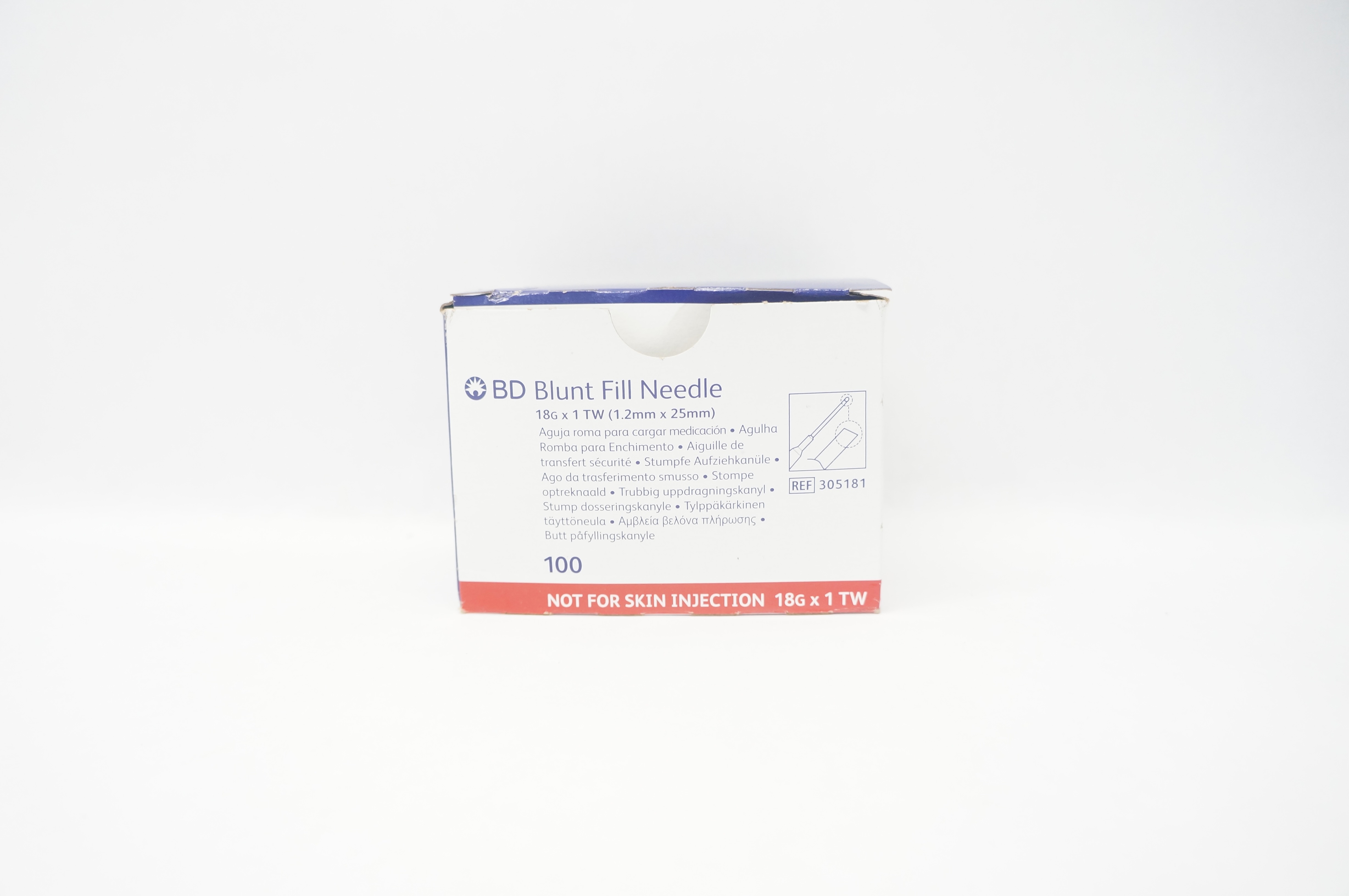 BD 305181 Blunt Fill Ndle 18G x 1 - Box of 100