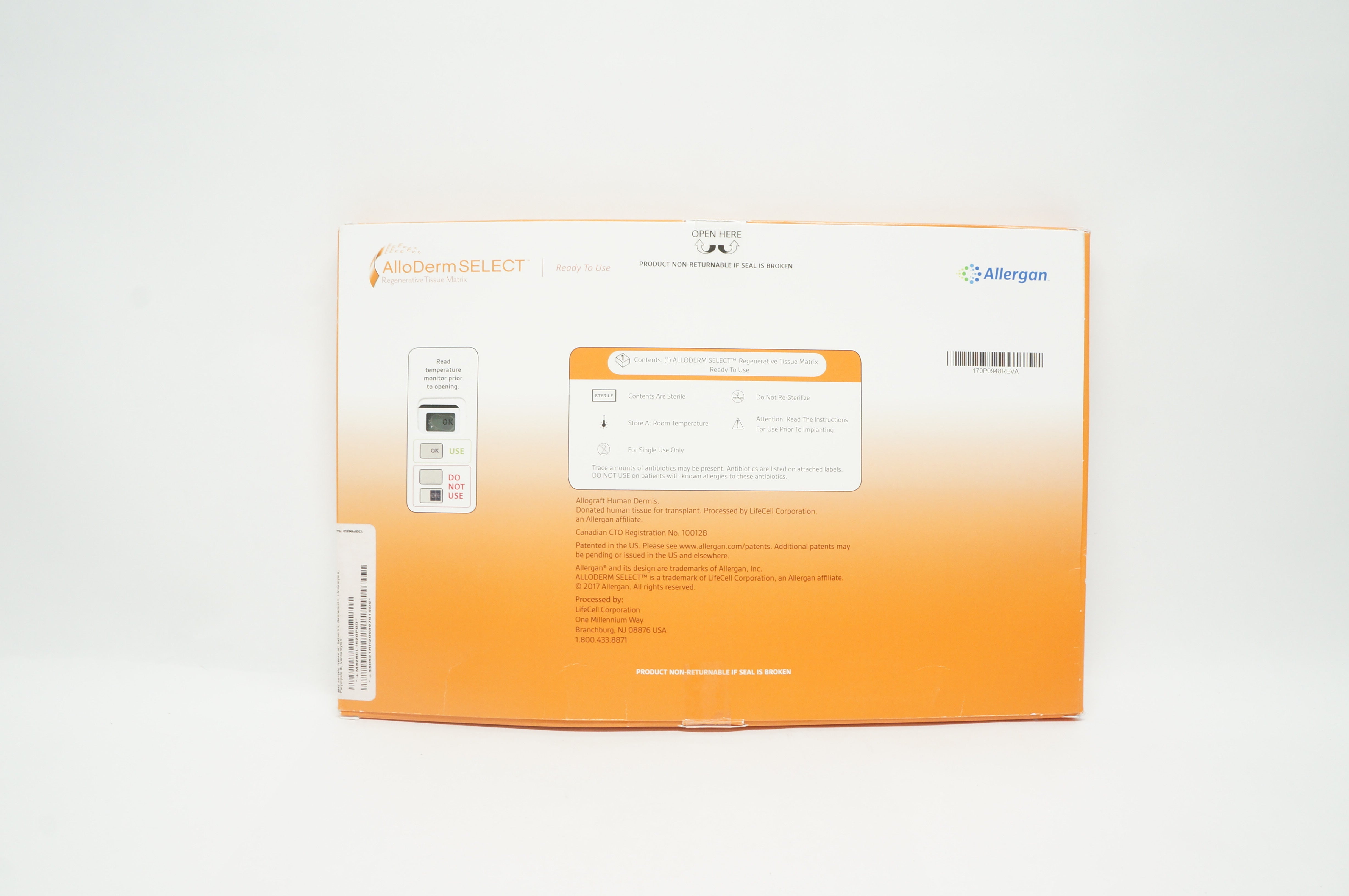 Allergan CL1520P Alloderm Select Tissue Matrix RTU, Large Thick (x)
