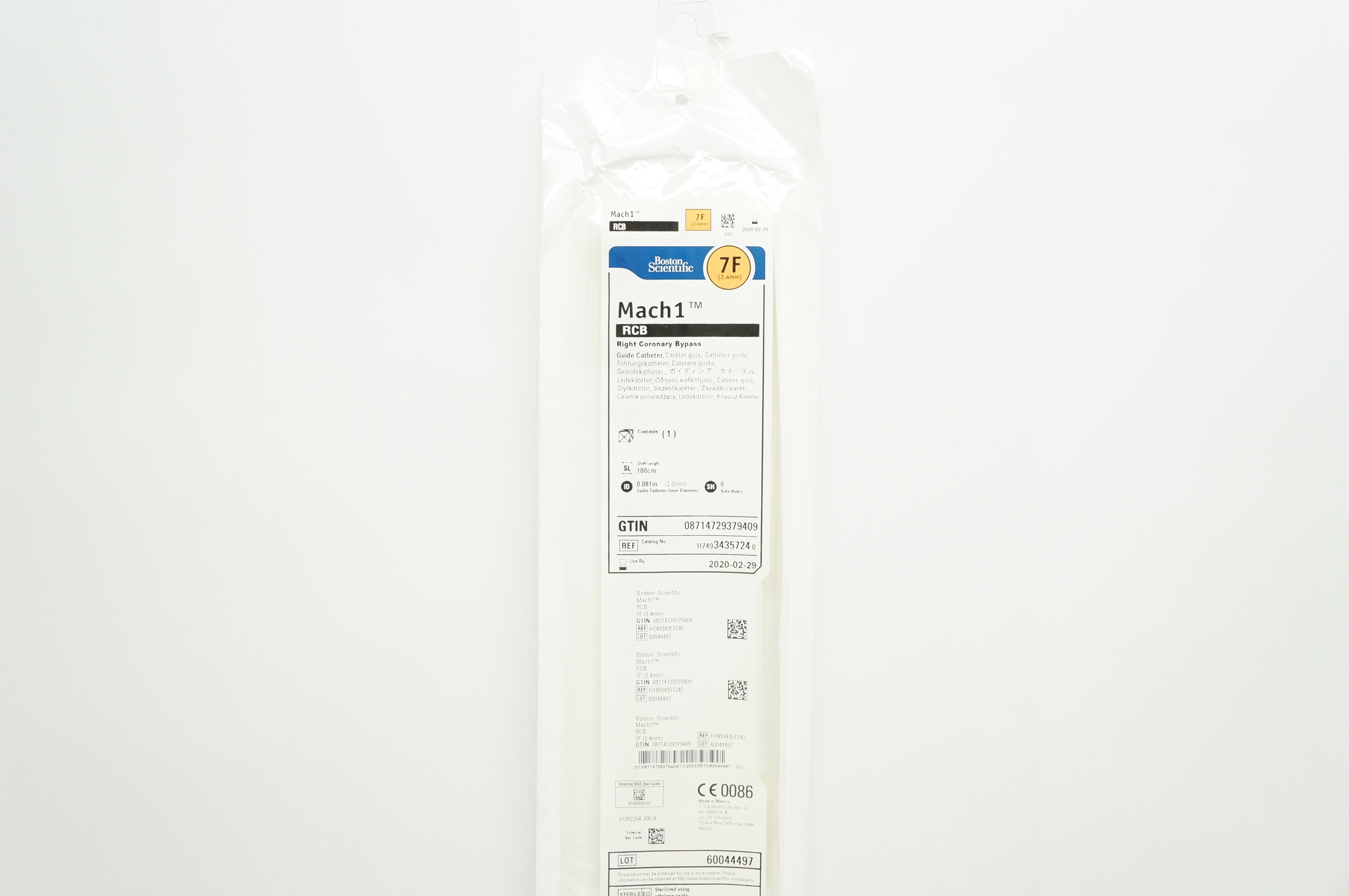 Boston Scientific 3435724 Guide Cath. Mach1 RCB Right Coronary Bypass 7F (x)