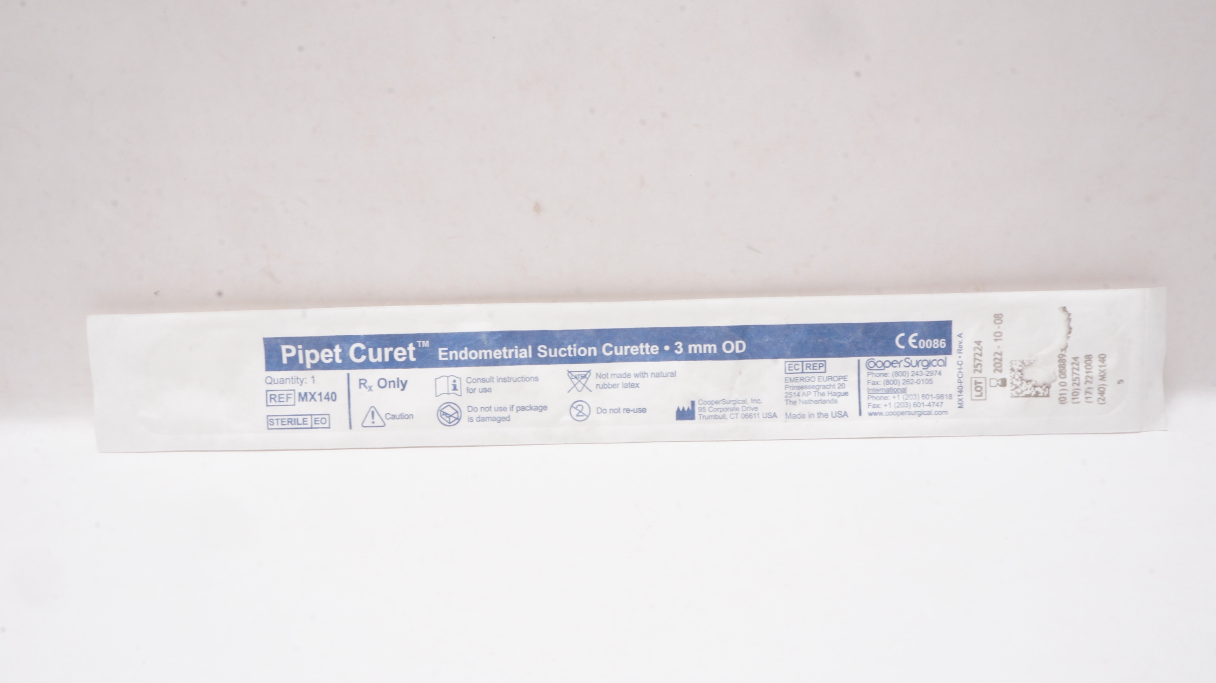 Cooper Surgical MX140 Pipet Curet Endometrial Suction Curette 3mm OD(x)