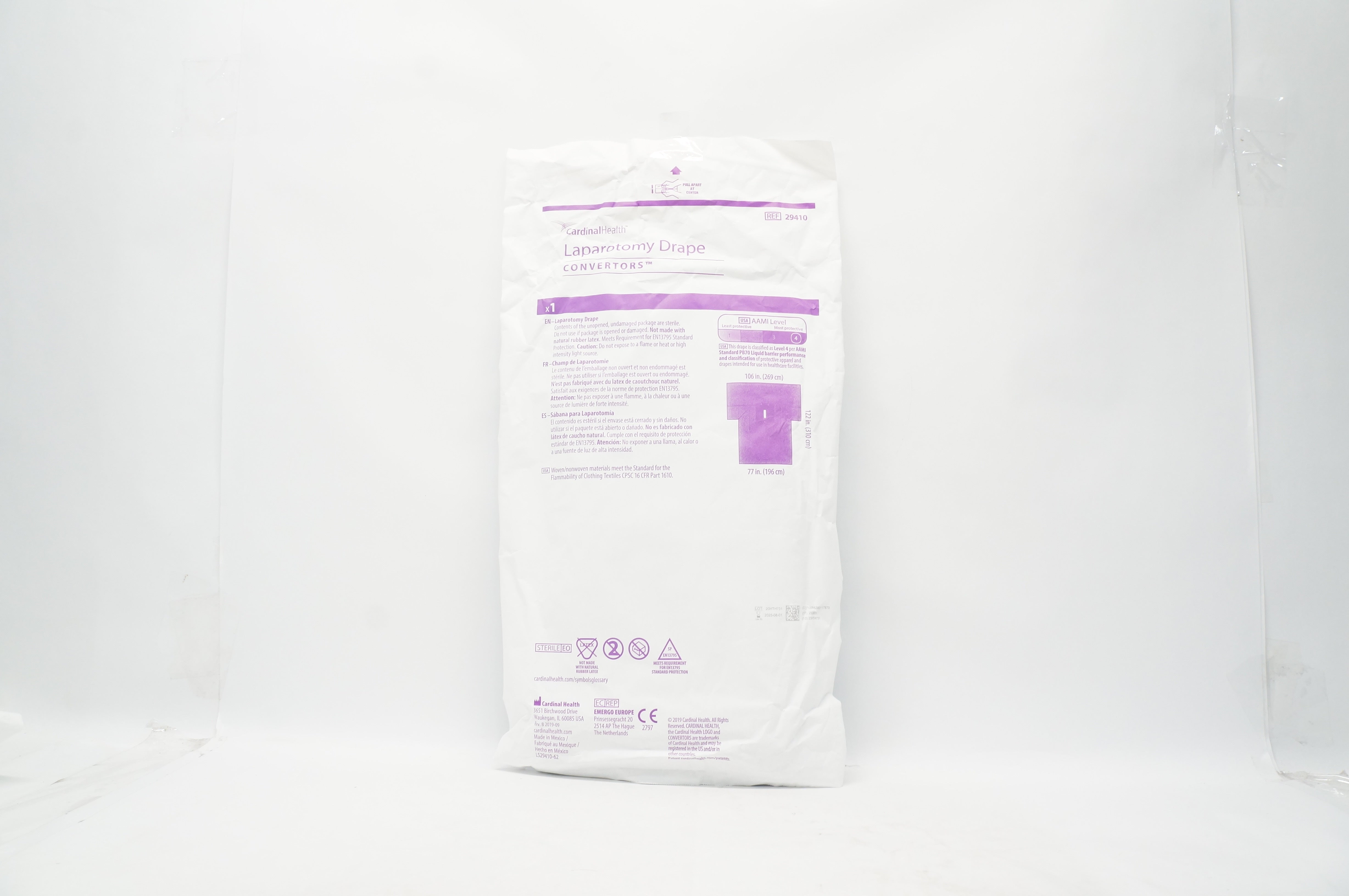 Cardinal Health 29410 Convertors Tiburon, Laparotomy Drape  106inch x 122inch