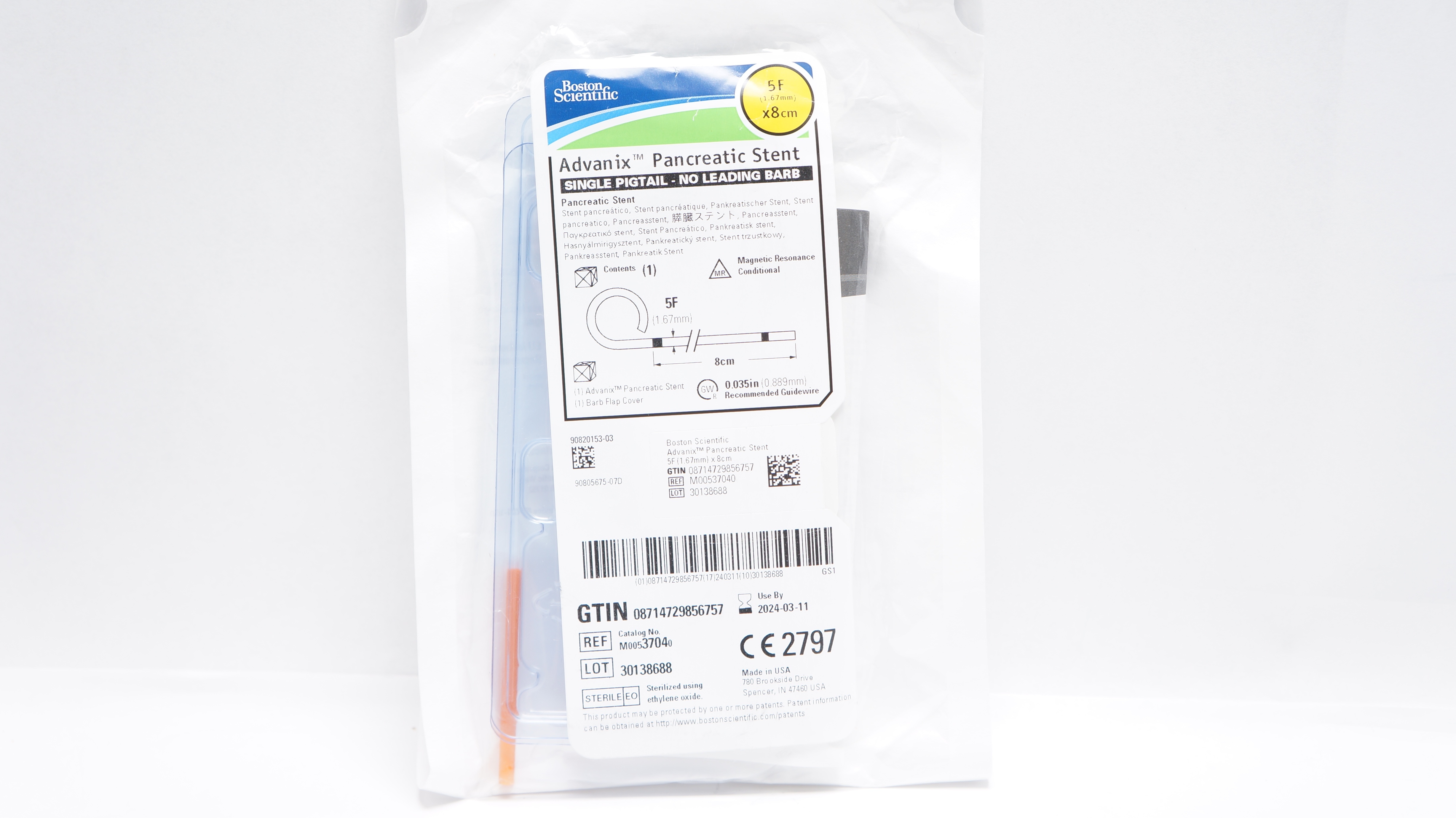 Boston Scientific M00537040 Advanix Pancreatic Stnt 5F x 8cm (x)