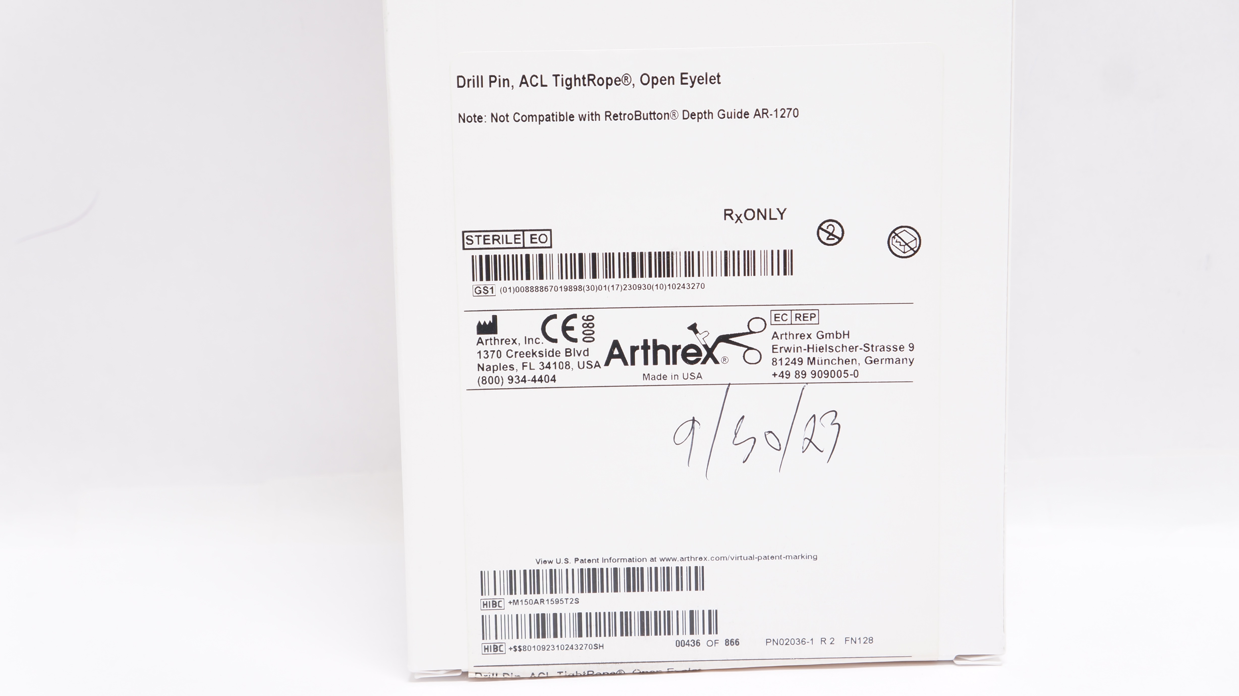 Arthrex AR-1595T Drill Pin ACL TightRope Open Eyelet 4mm (x)