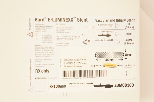 Bard ZBM08100 E.Luminexx Vascular And Biliary Stnt 8x100mm, 6Fx 80cmx0.035in (x)