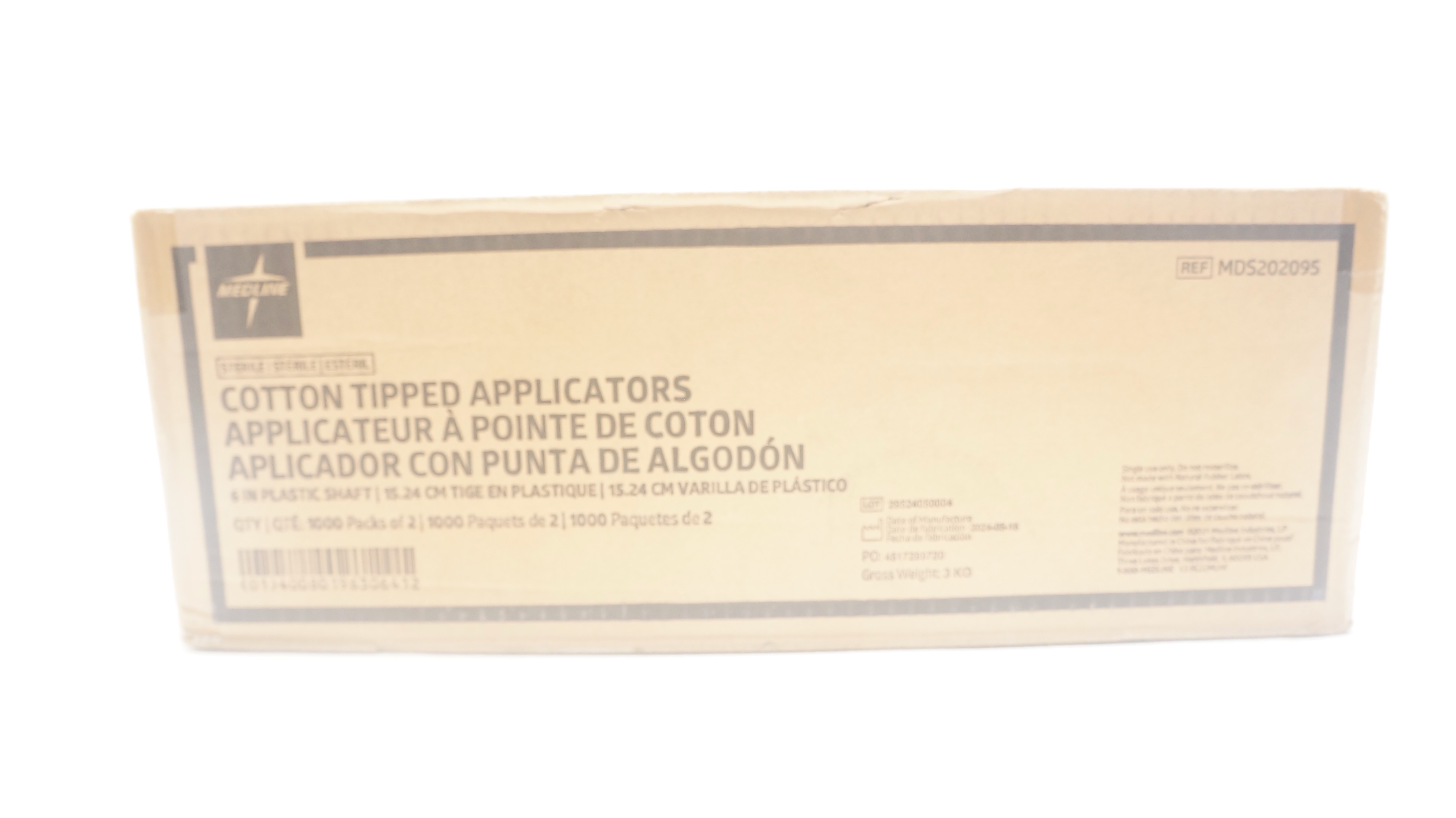 Medline MDS202095 Cotton Tipped Applicators 6in Plastic Shaft - Box of 1000