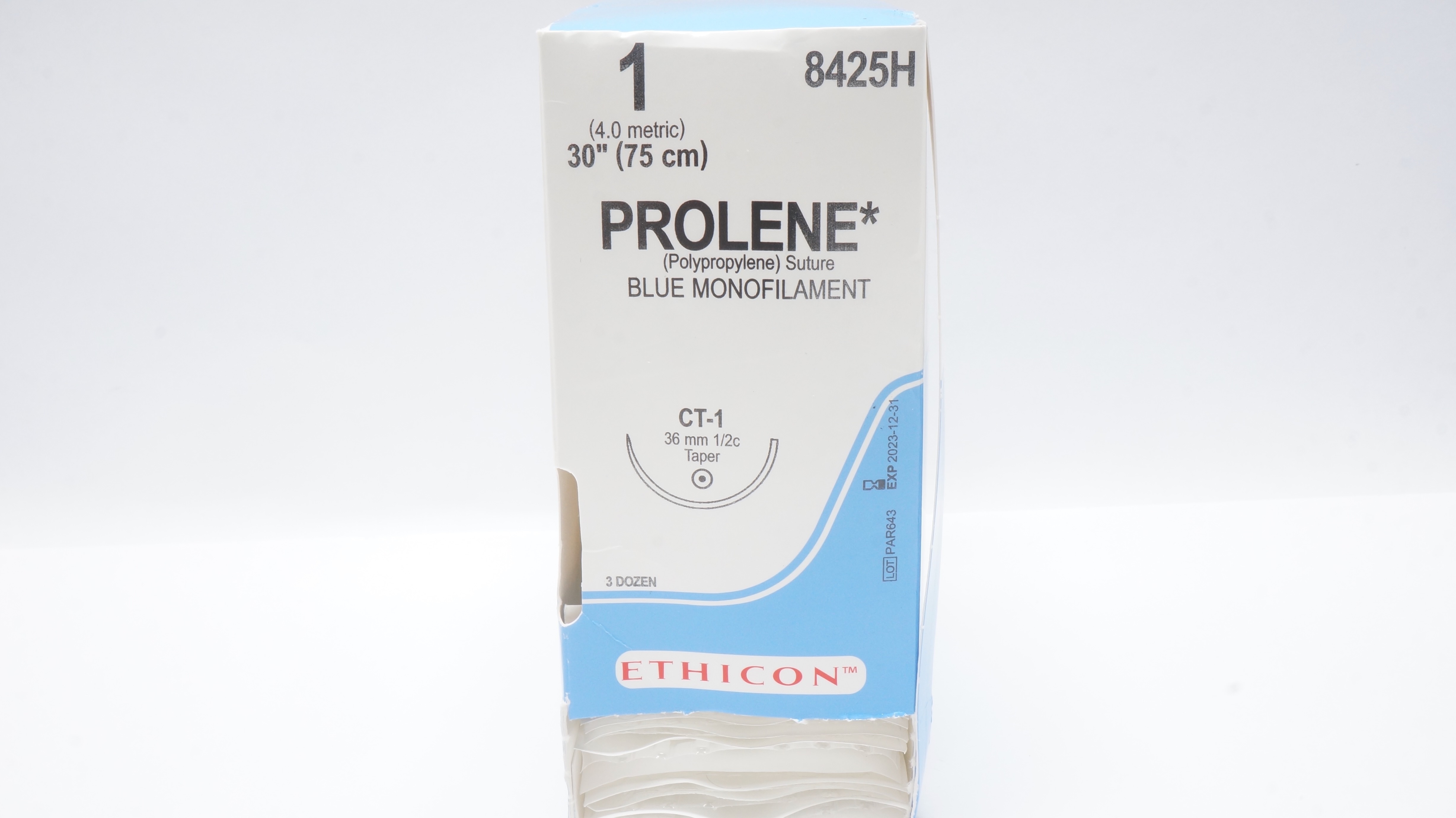Ethicon 8425H 1 Prolene Stre CT-1 36mm 1/2c Taper 30inch (x)- Box of 33