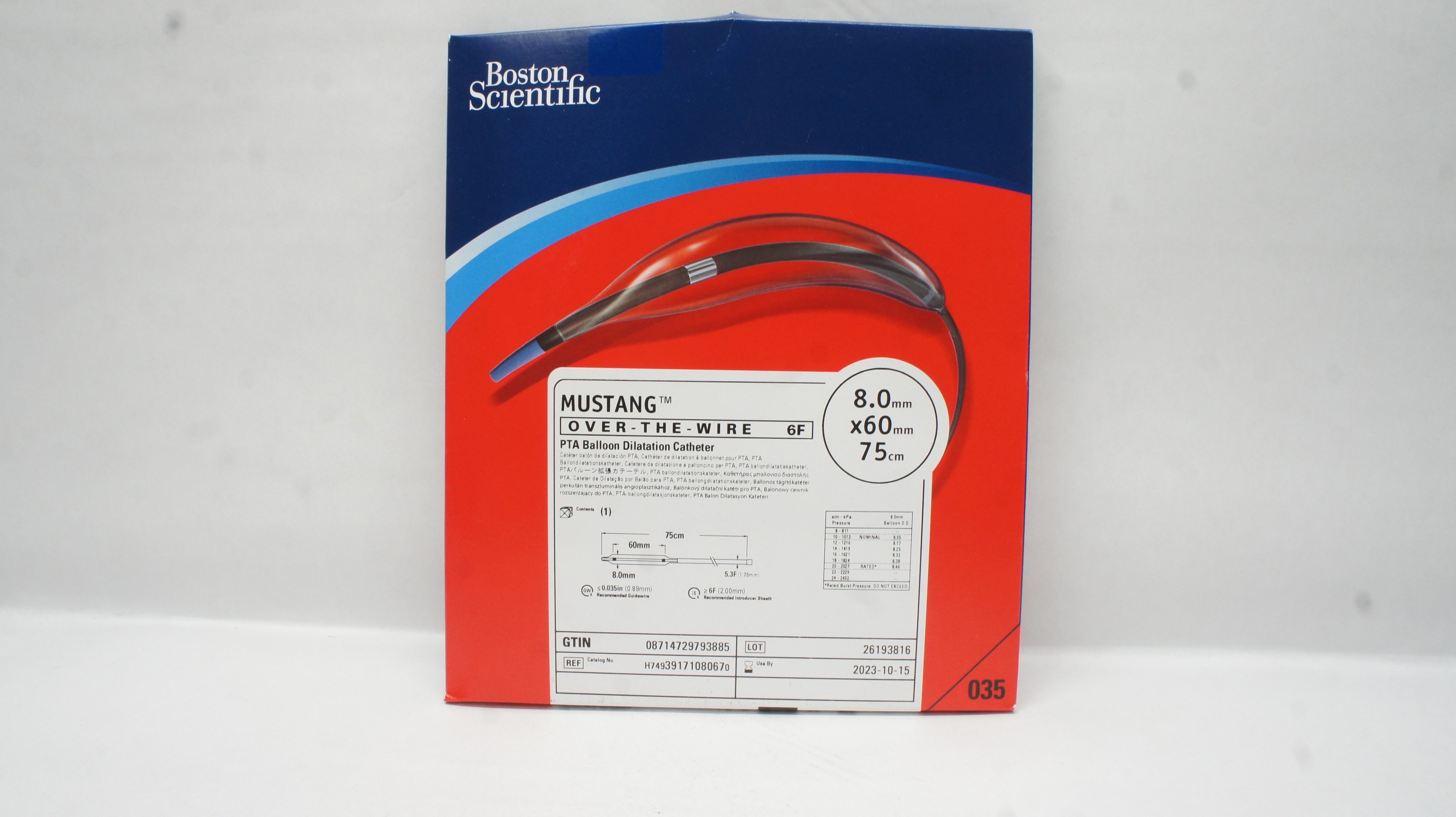 Boston Scientific 3917108067 Mustang PTA Balloon Dilitation Cath.6F (x)