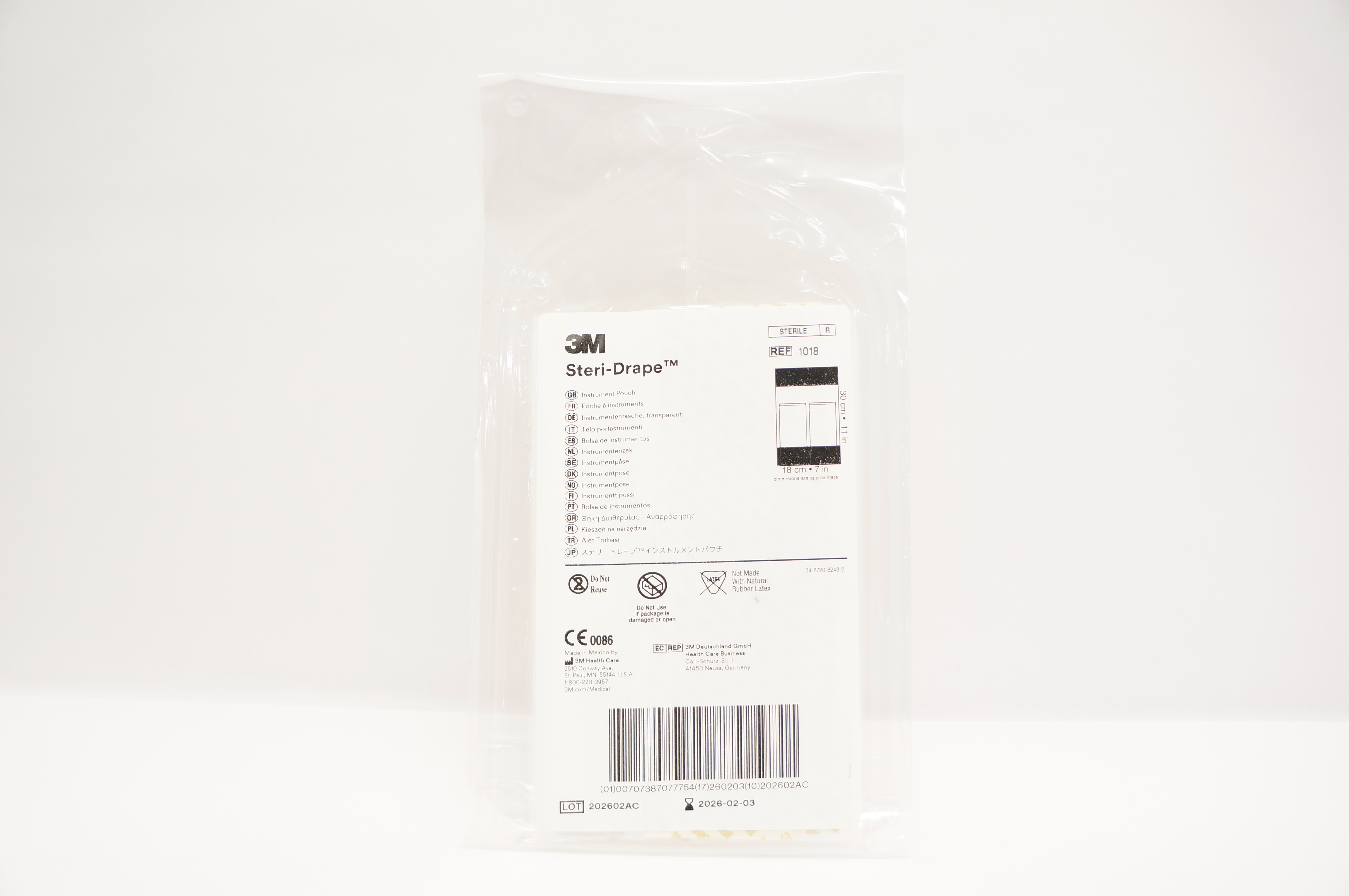 3M 1018 Steri-Drape Instrument Pouch 11inch x 7inch