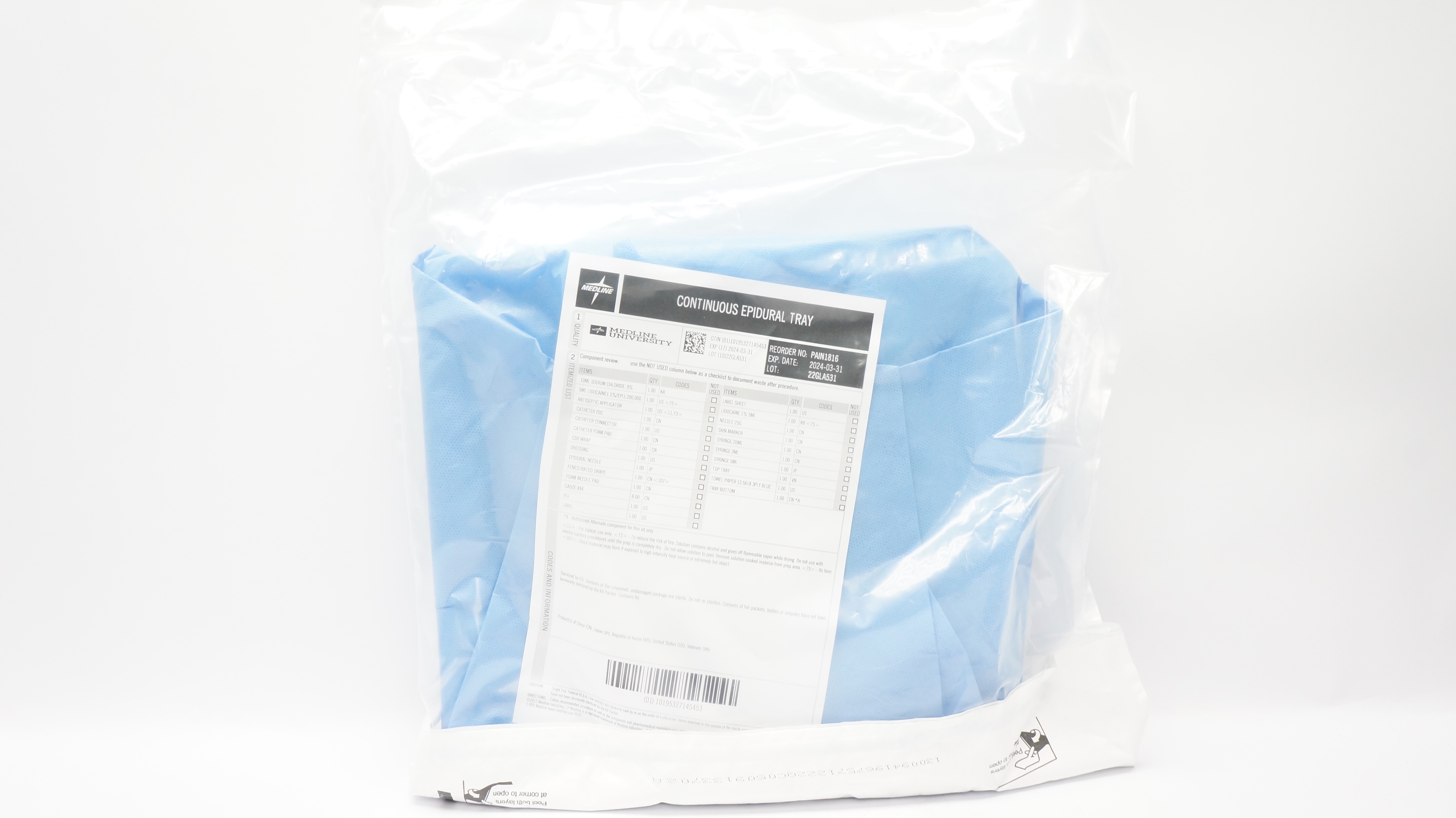 Medline PAIN1816 Continuous Epidural Tray (x)