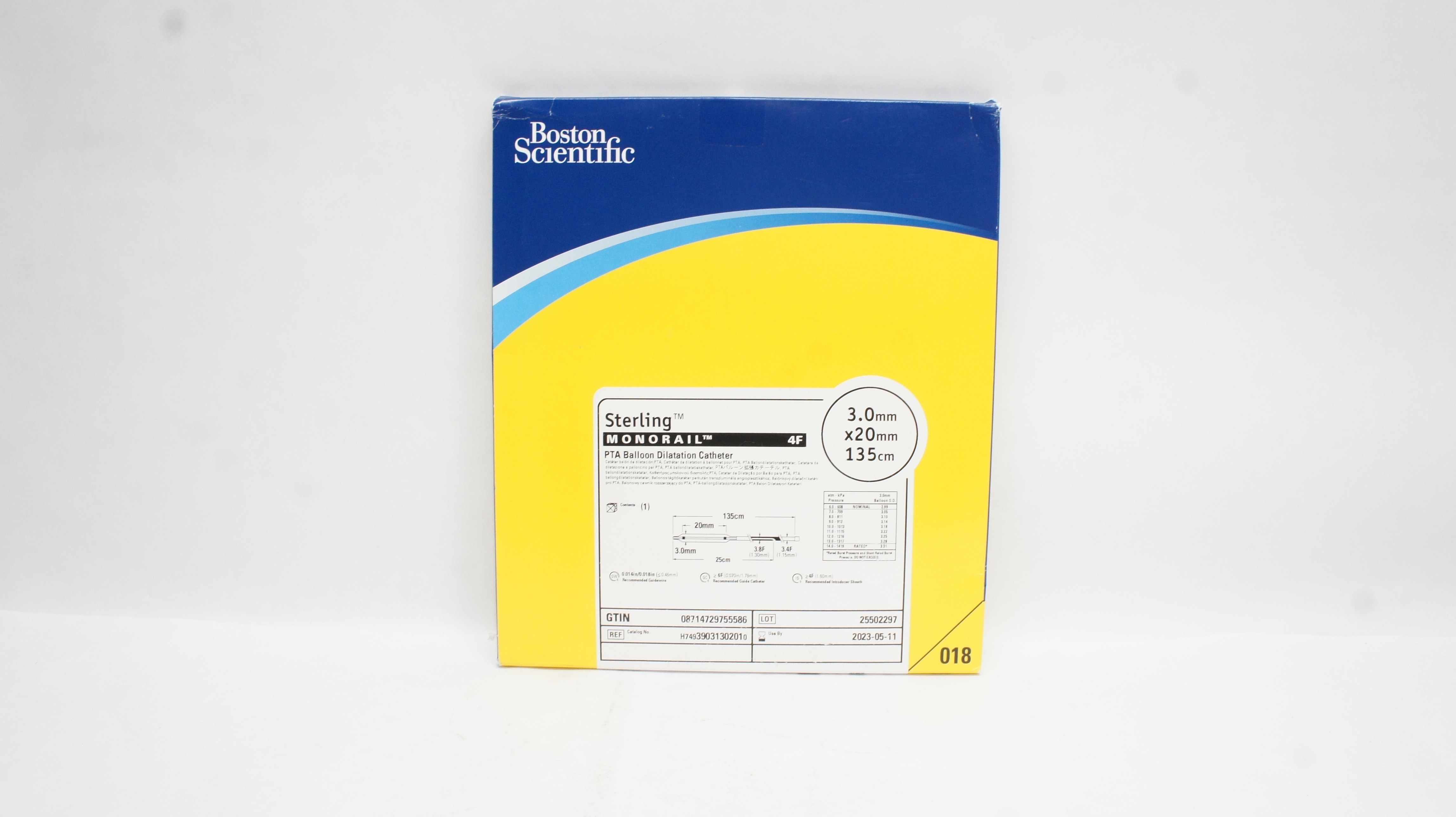 Boston Scientific 3903130201 Sterling SL Over The Wire 4F x 3.0x 20mm x 135cm(x)