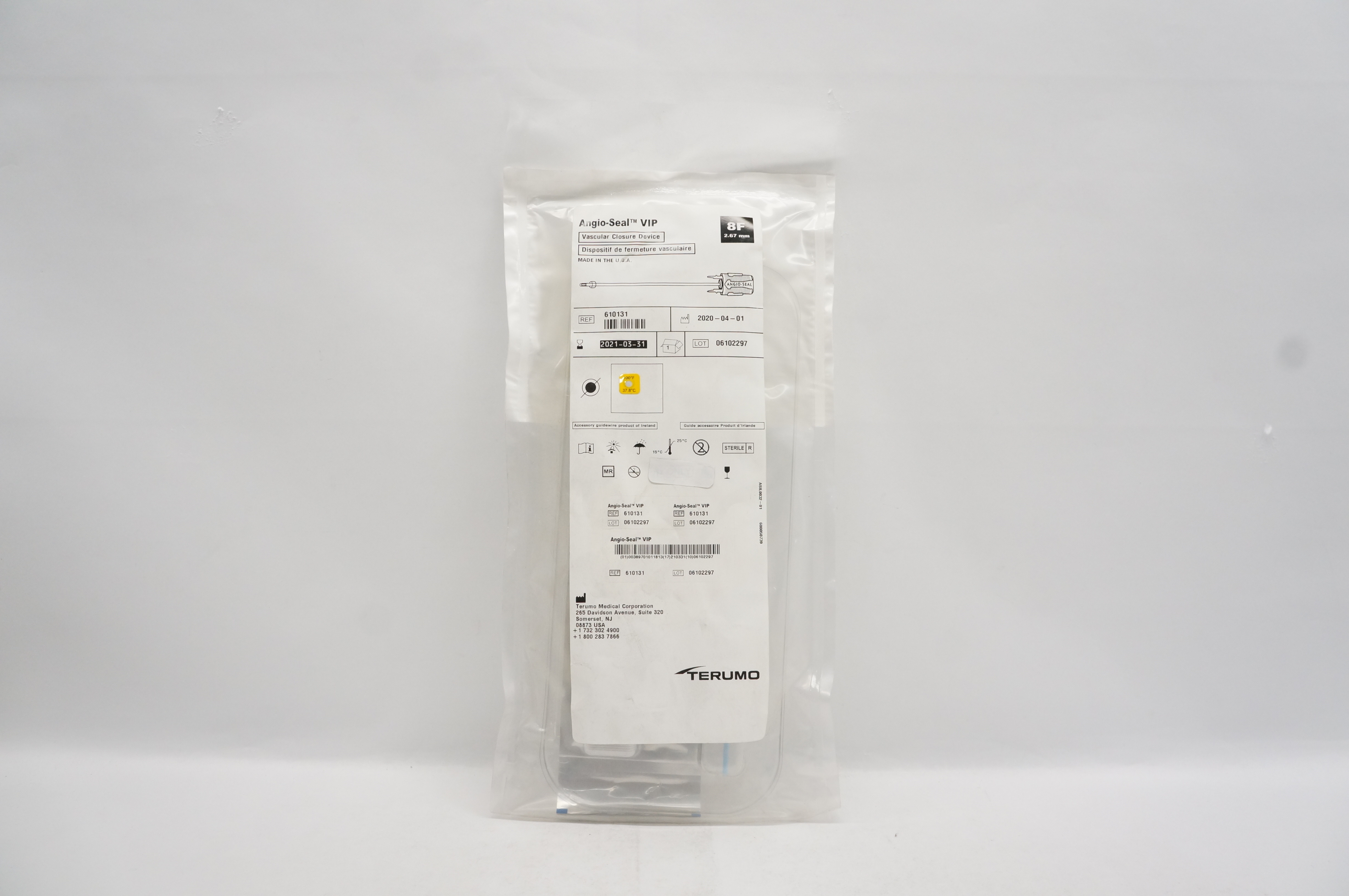 Terumo 610131 Angio-Seal VIP Vascular Closure Device 8F (x)