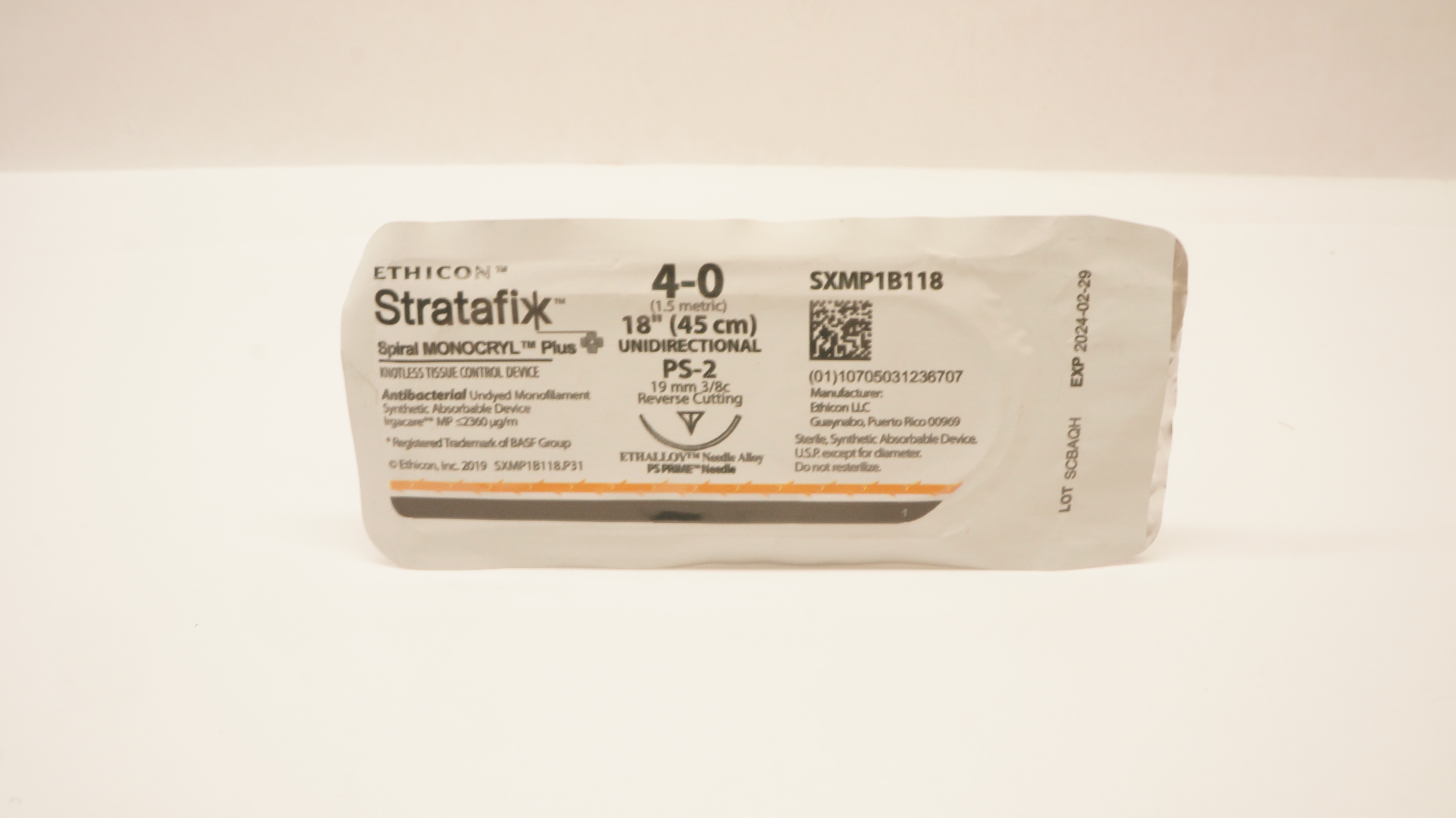 Ethicon SXMP1B118 4-0 Stratafix, PS-2, 19mm 3/8c Reverse Cutting, 18inch