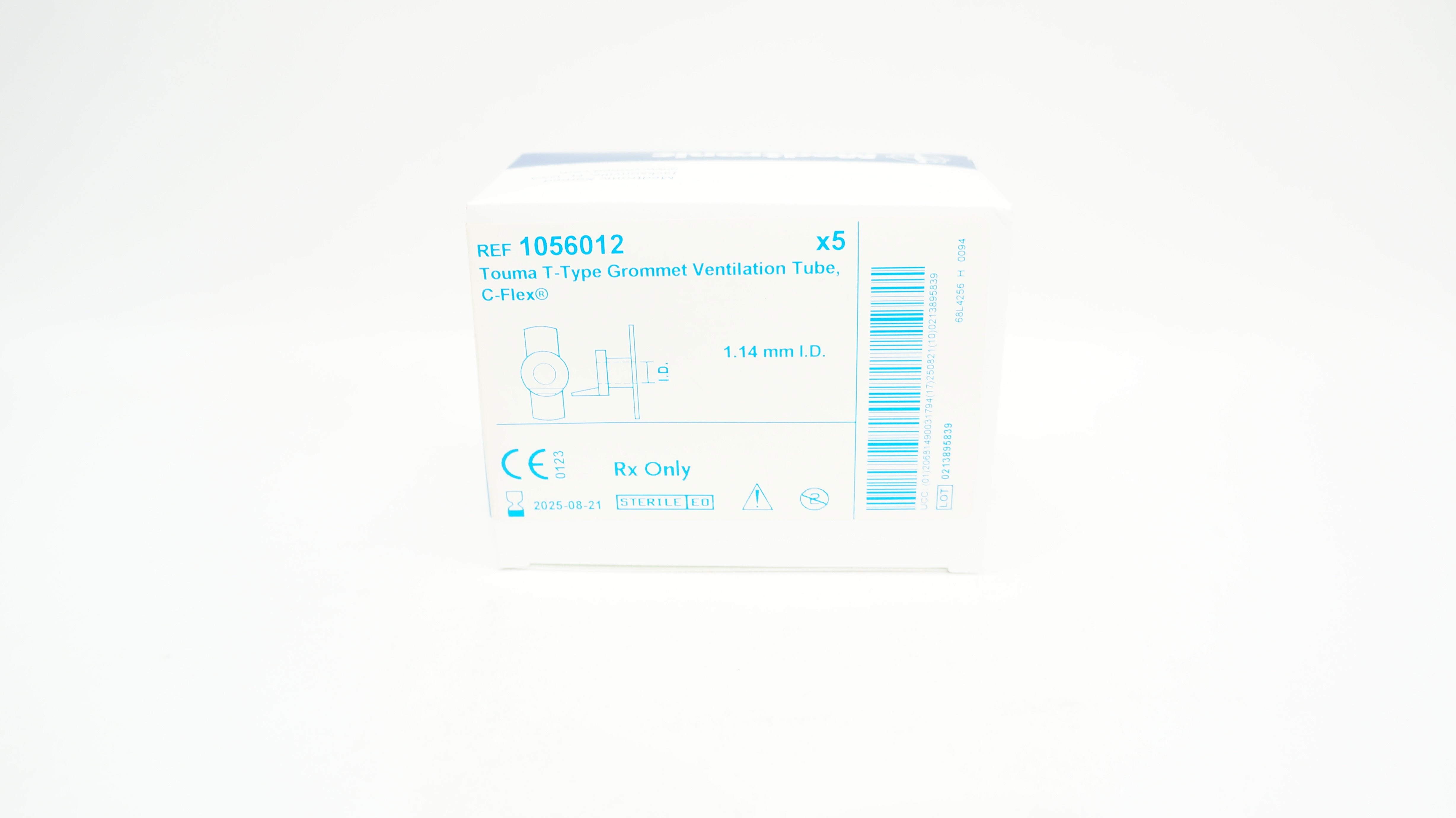 Medtronic 1056012 Touma T-Type Crommet Ventilation Tube 1.14mm - Box of 5
