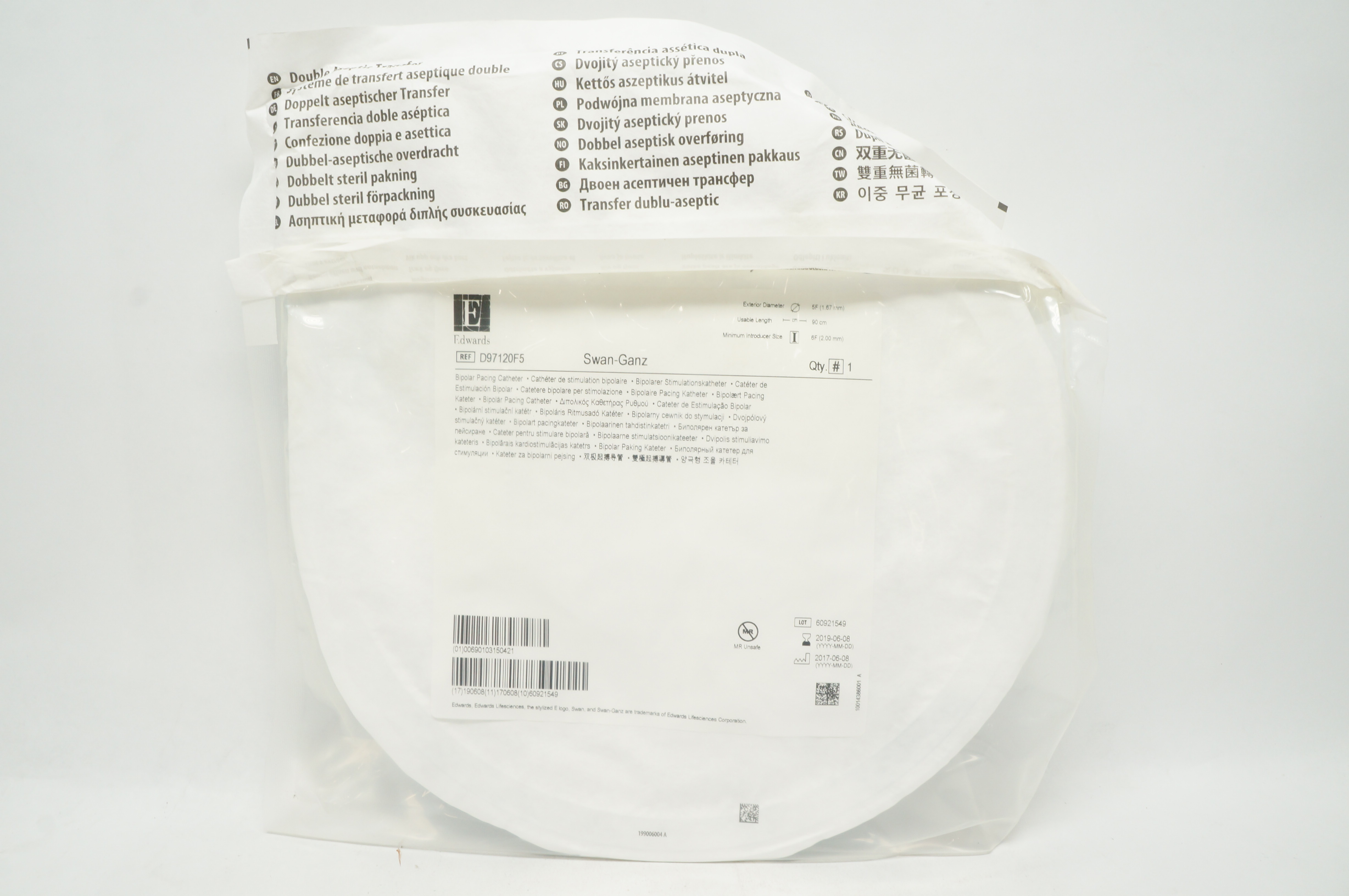 Edwards Lifesciences D97120F5 Swan-Ganz Bipolar Pacing Cath. 5F x 90cm (x)