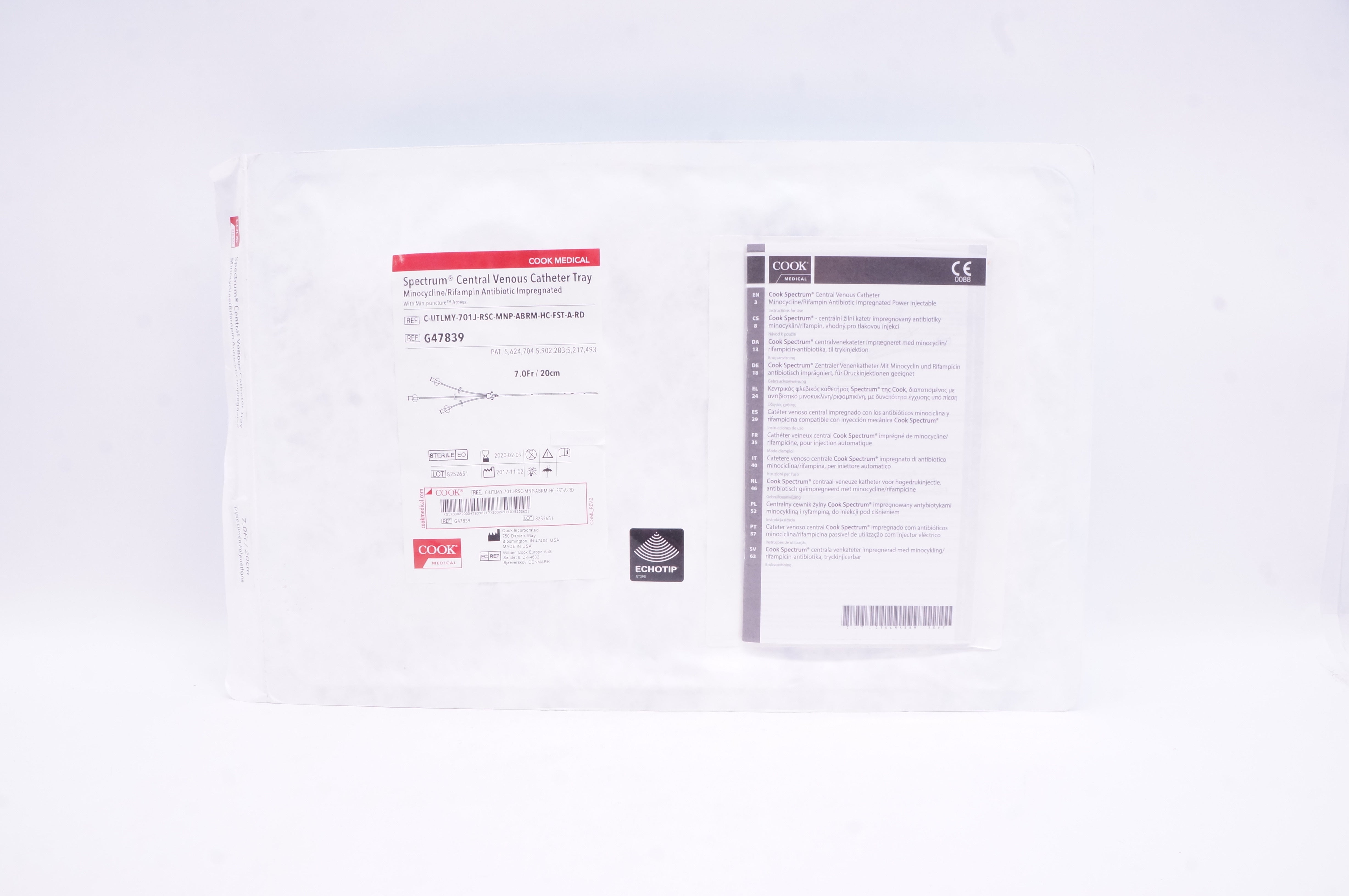 Cook Medical G47839 Spectrum Central Venous Cath. Tray 7.0Fr (x)