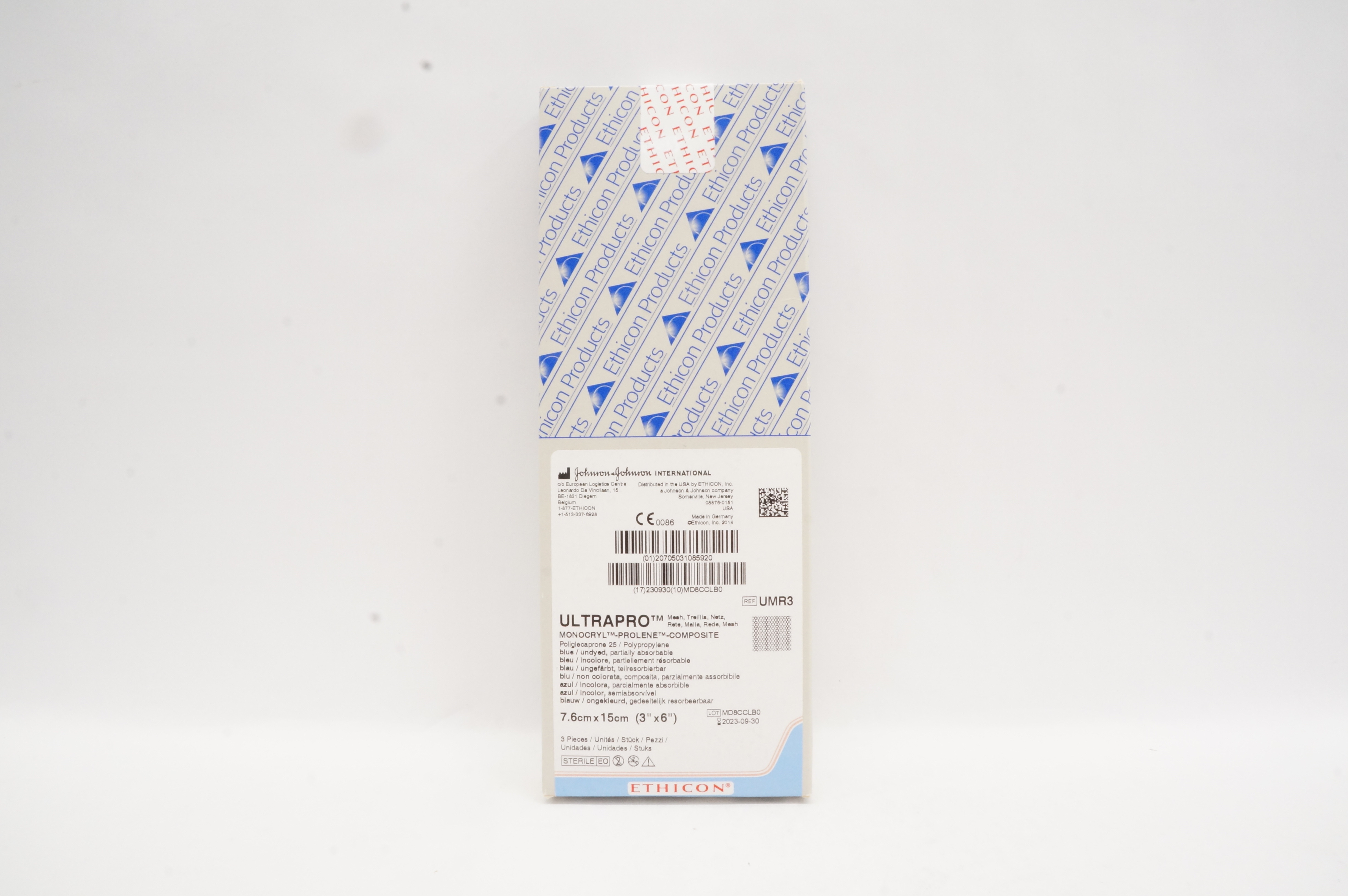 Ethicon UMR3 Ultrapro Mesh MONOCRYL PROLENE COMPOSITE 3in x 6in - Box of 3