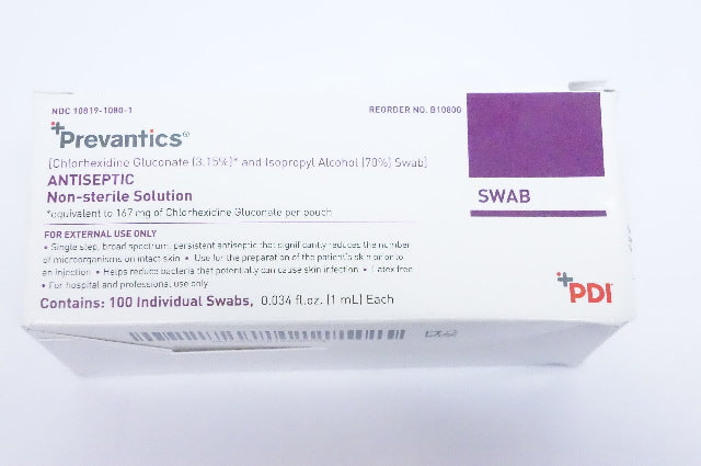 PDI B10800 Prevantics Antiseptic, Swab 0.034 fl. oz. - Box of 100
