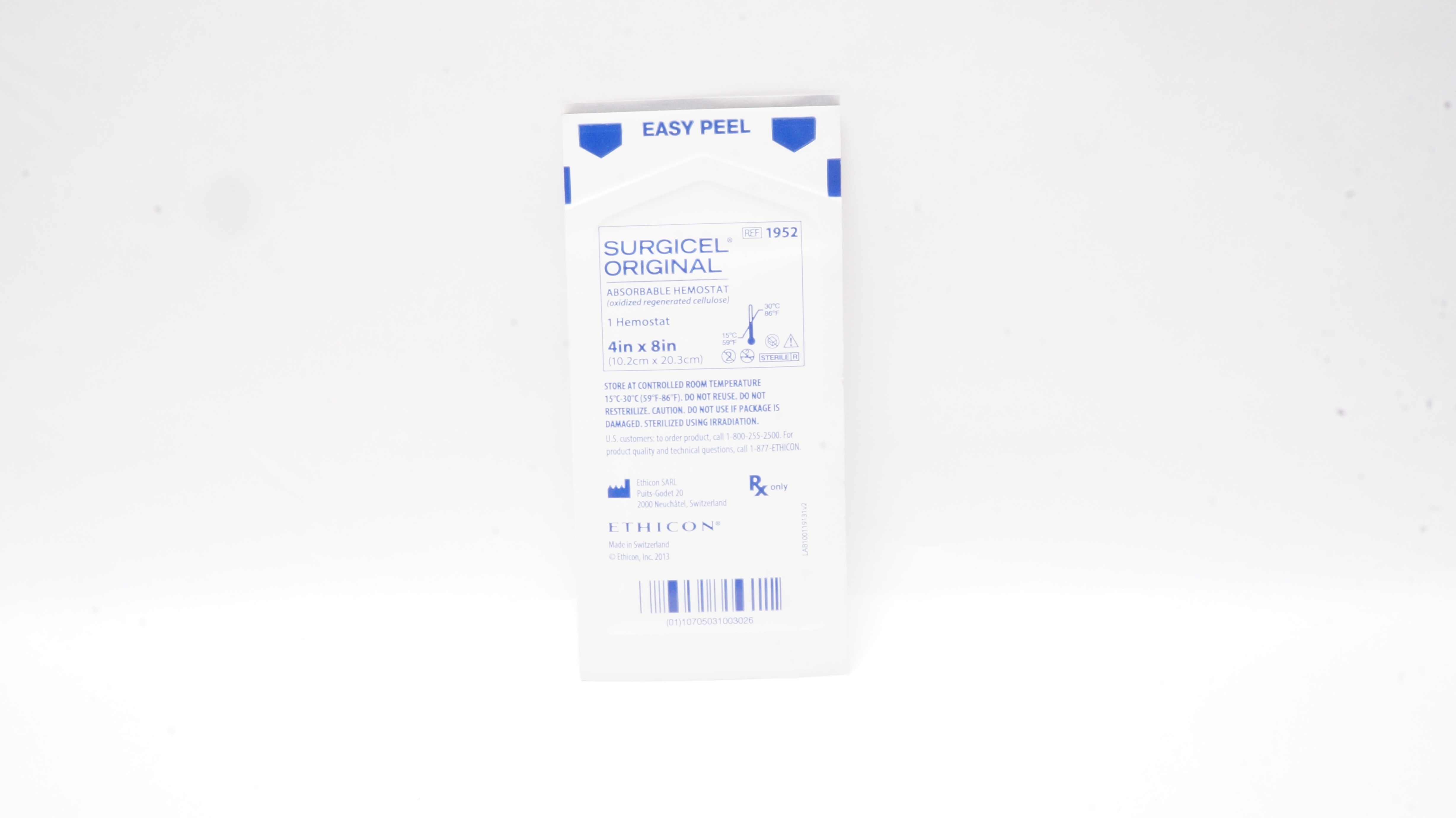 Ethicon 1952 Surgicel Original Absorbable Hemostat 4inch x 8inch