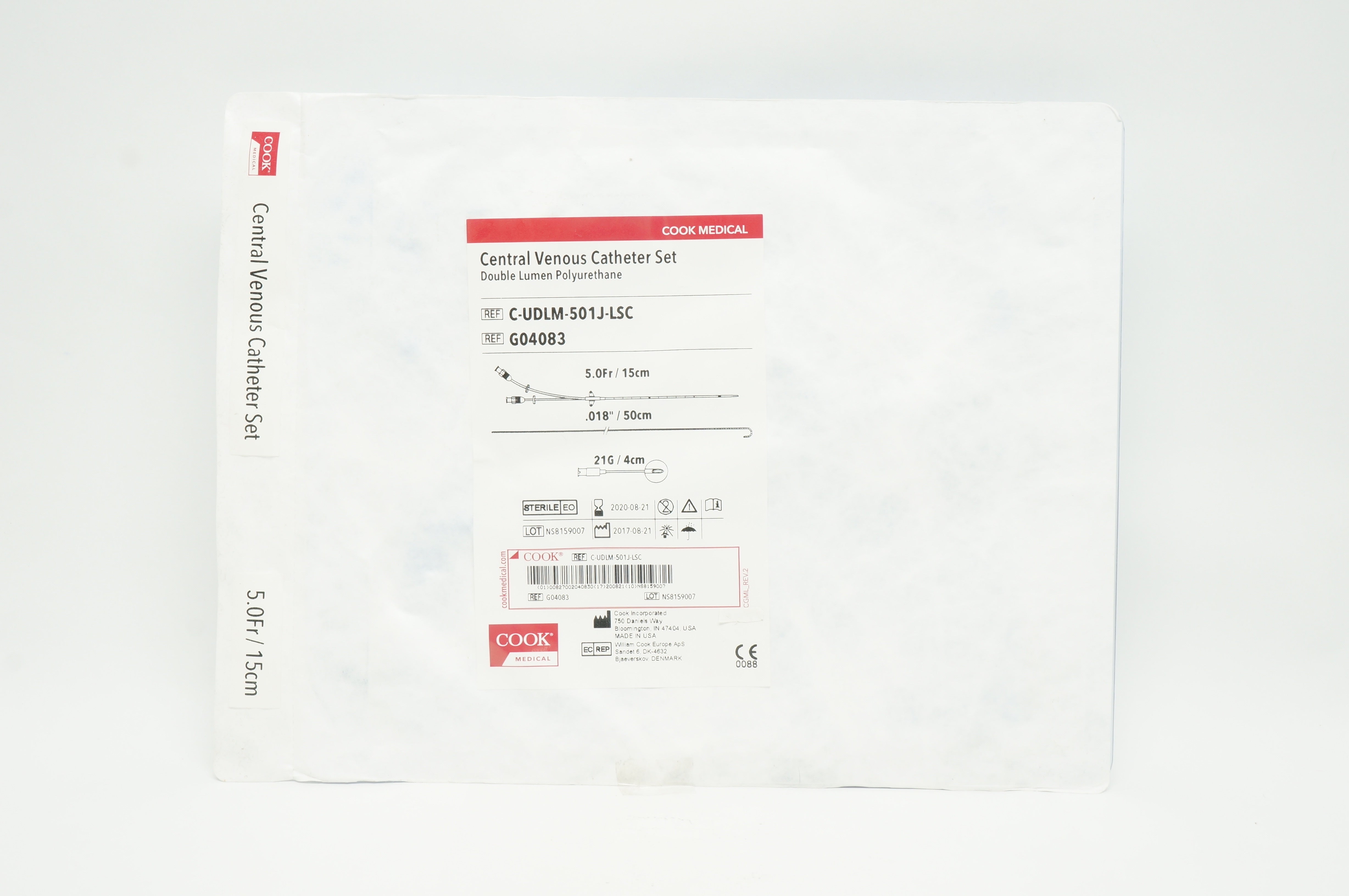 Cook Medical G04083 Central Venous Cath. Set  5.0Fr x 15cm (x)