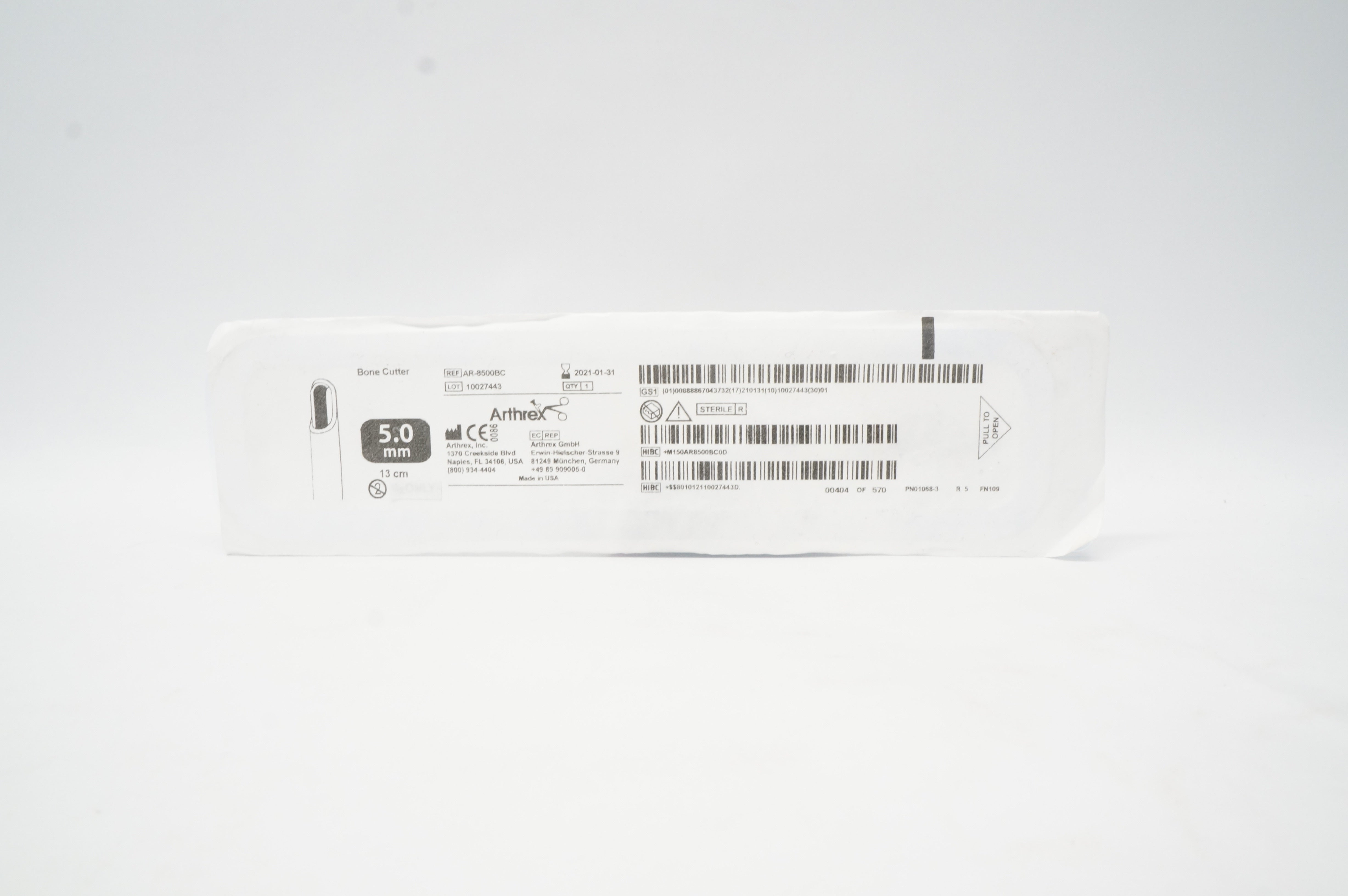 Arthrex AR-8500BC Bone Cutter 5.0mm x 13cm (x)