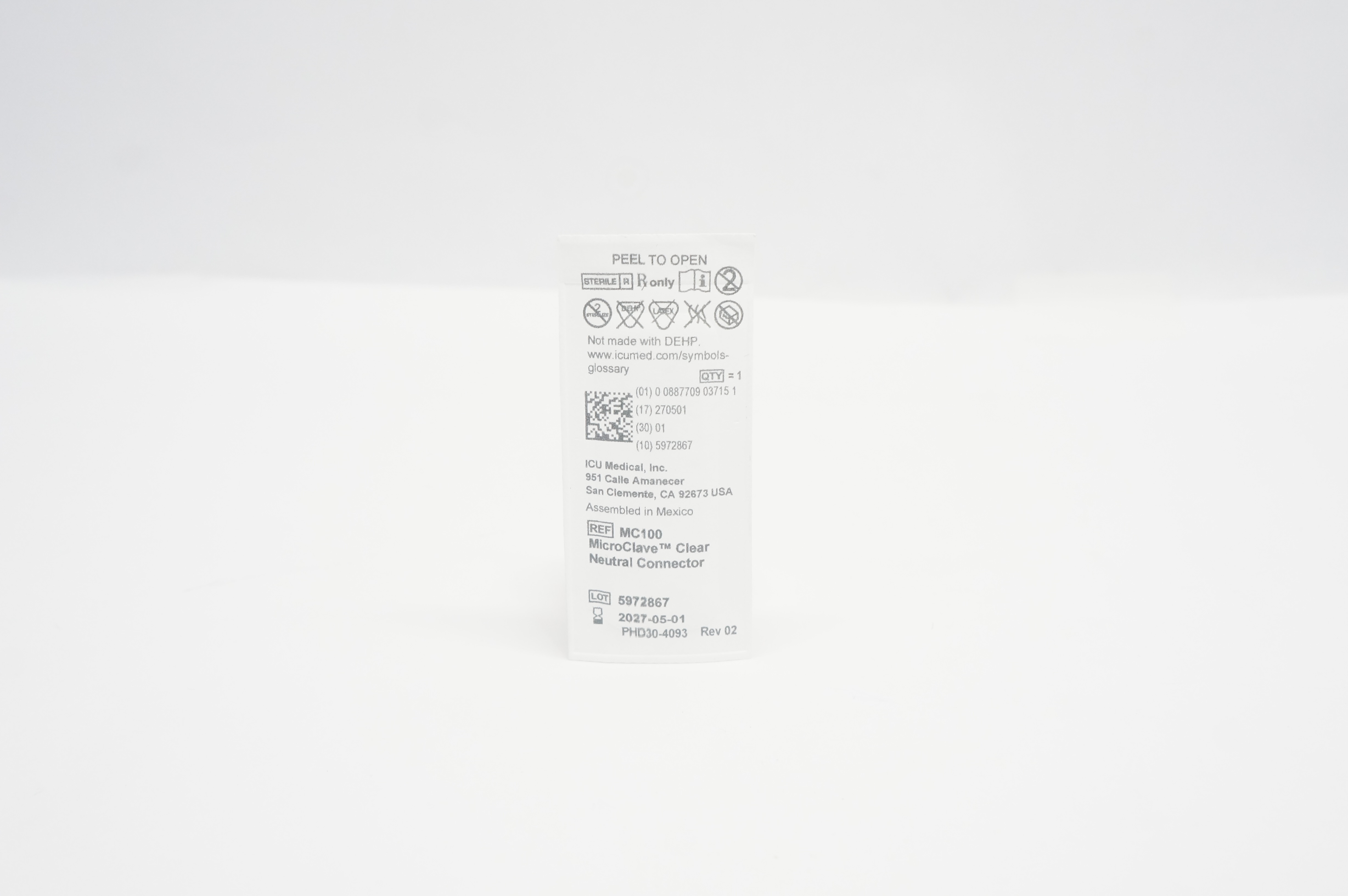 ICU Medical MC100 MicroClave Clear Neutral Connector