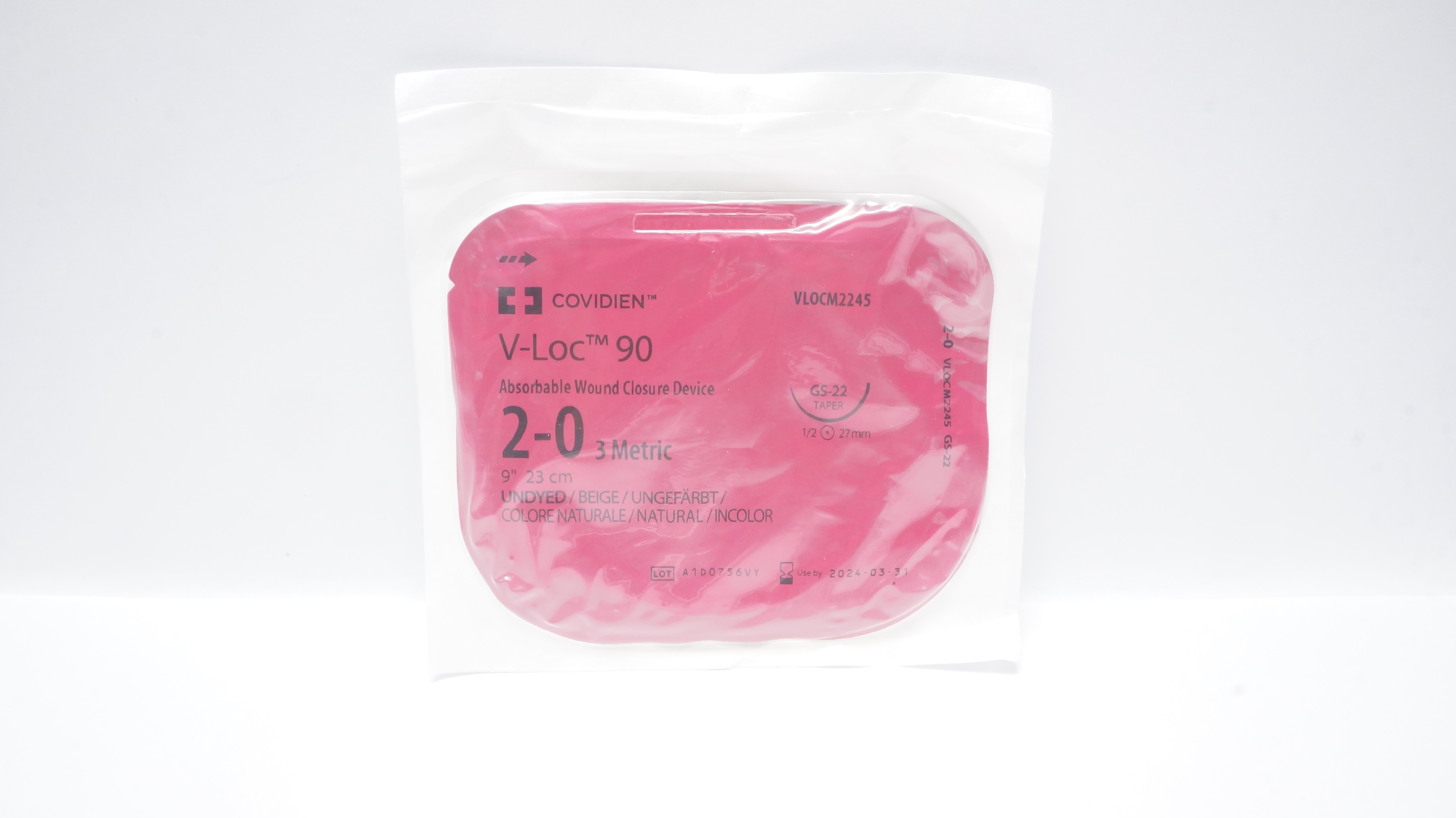 Covidien VLOCM2245 2-0 V-Loc Wound Closure Device GS-22 Taper 1/2 27mm 9inch (x)