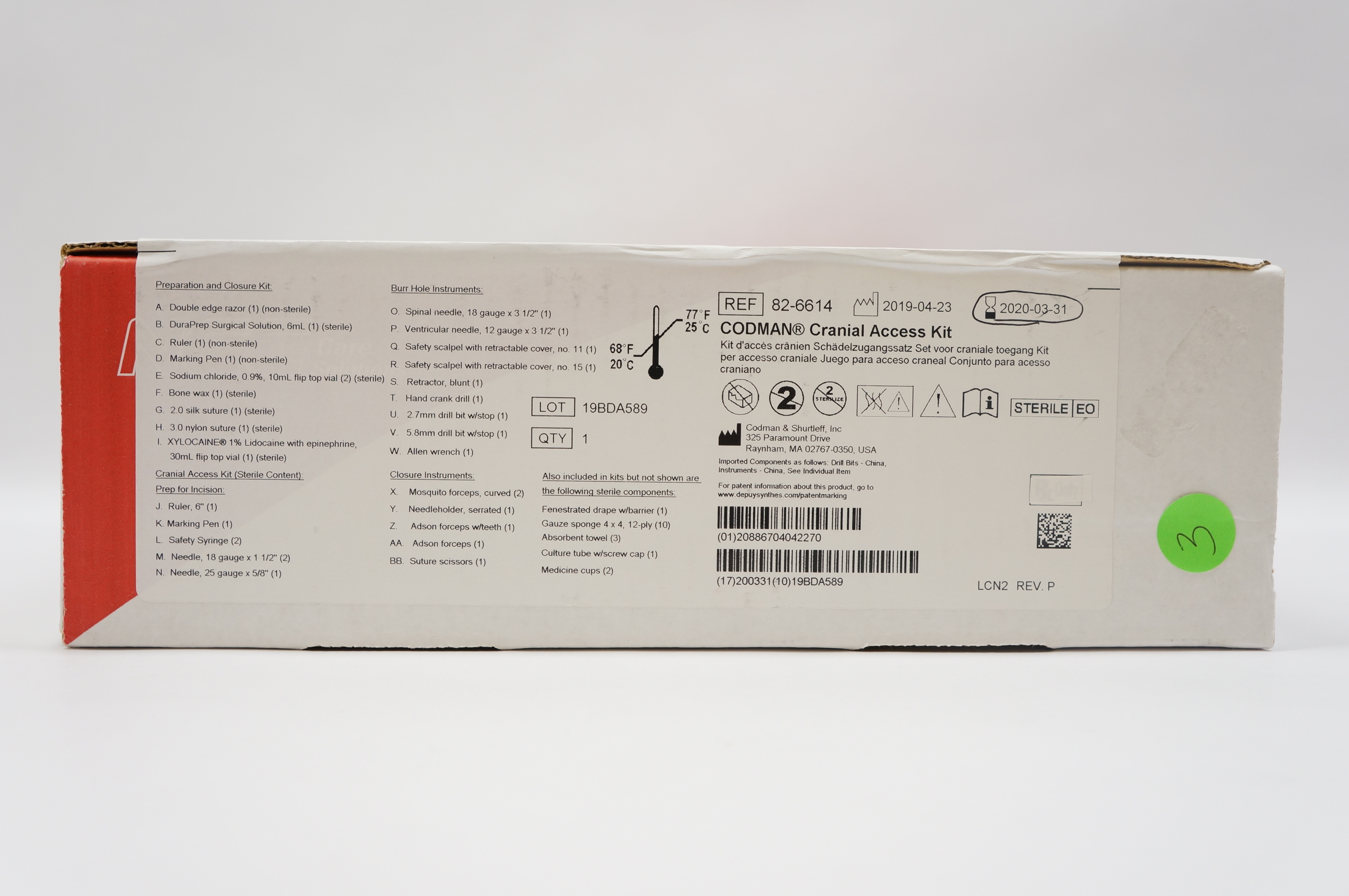 Codman 82-6614 Cranial Access Kit (x)