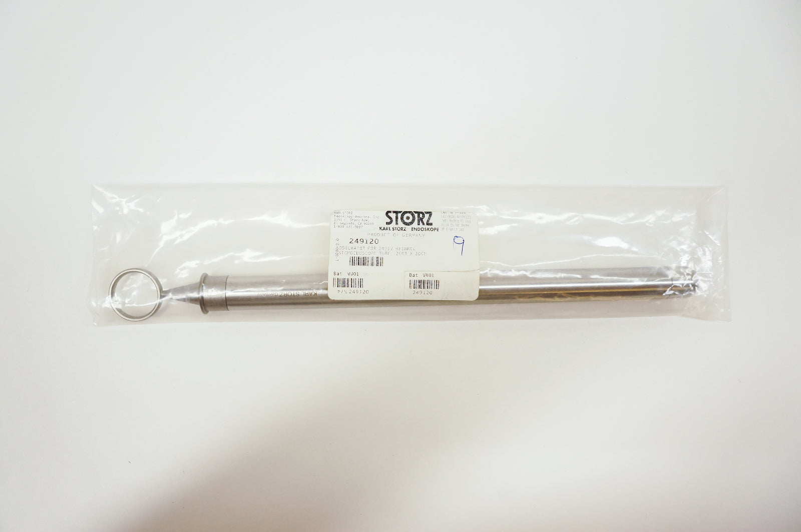 Karl Storz 24912O Obturator For 24912 Heinkel Sigmoidoscope Tube, 20mm x 20cm